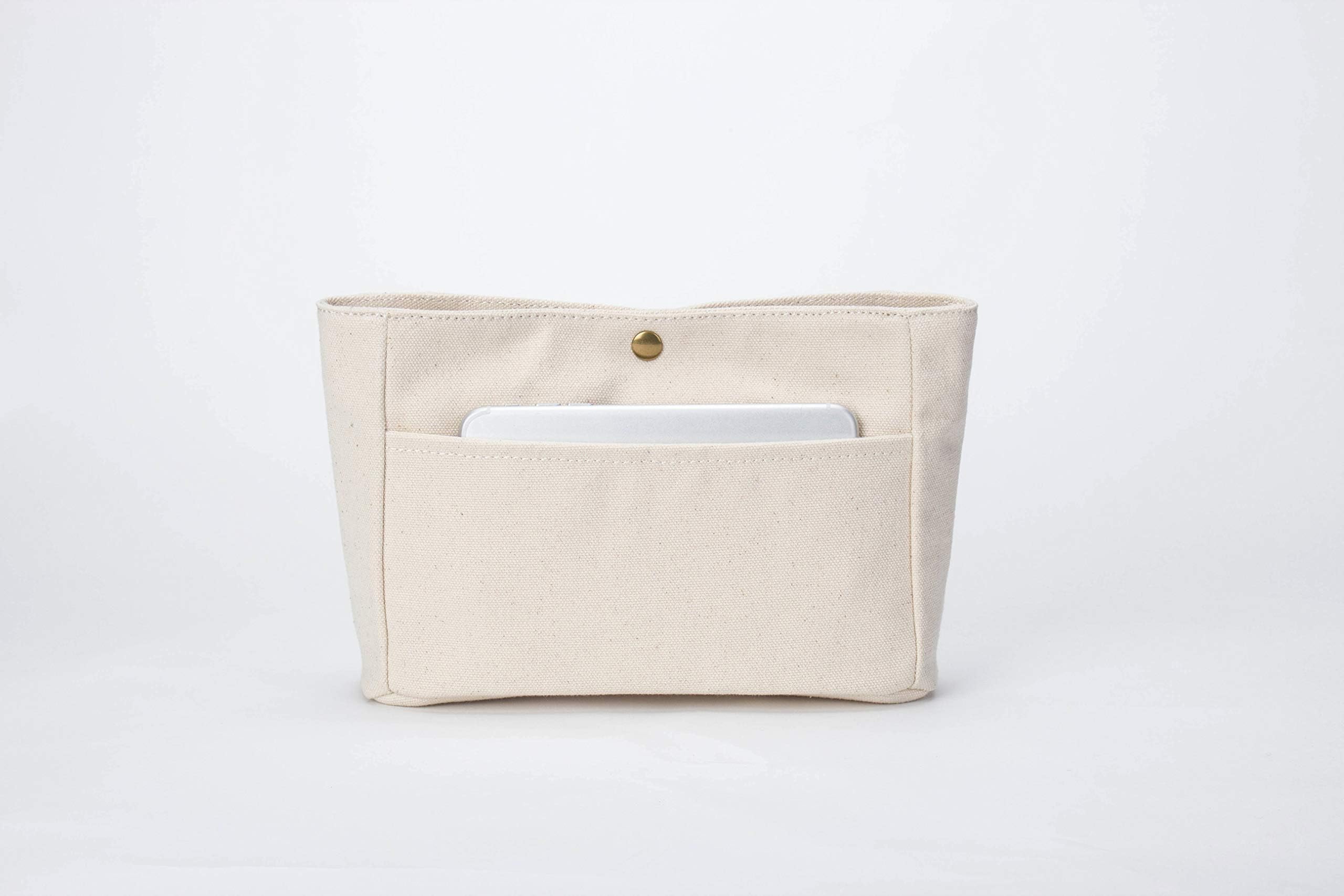 Purse Organizer Insert Canvas Bag organizer Handbag & Tote Shaper Fit LV Speedy Neverfull Longchamp Tote (Beige)