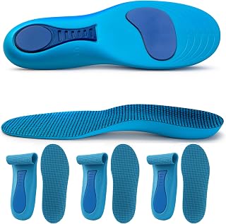 Plantillas cinéticas, 2/3/5 pares de plantillas cinéticas para mujeres y hombres, fascitis plantar, plantillas de pie Kine tic para alineación y deformación de la fascia plantar (color azul x 3, 9.5