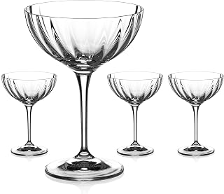DIAMANTE Champagner-Cocktail-Untertassen / Coupe-Set, „Mirage“, handgeschliffener Kristall, 4 Stück