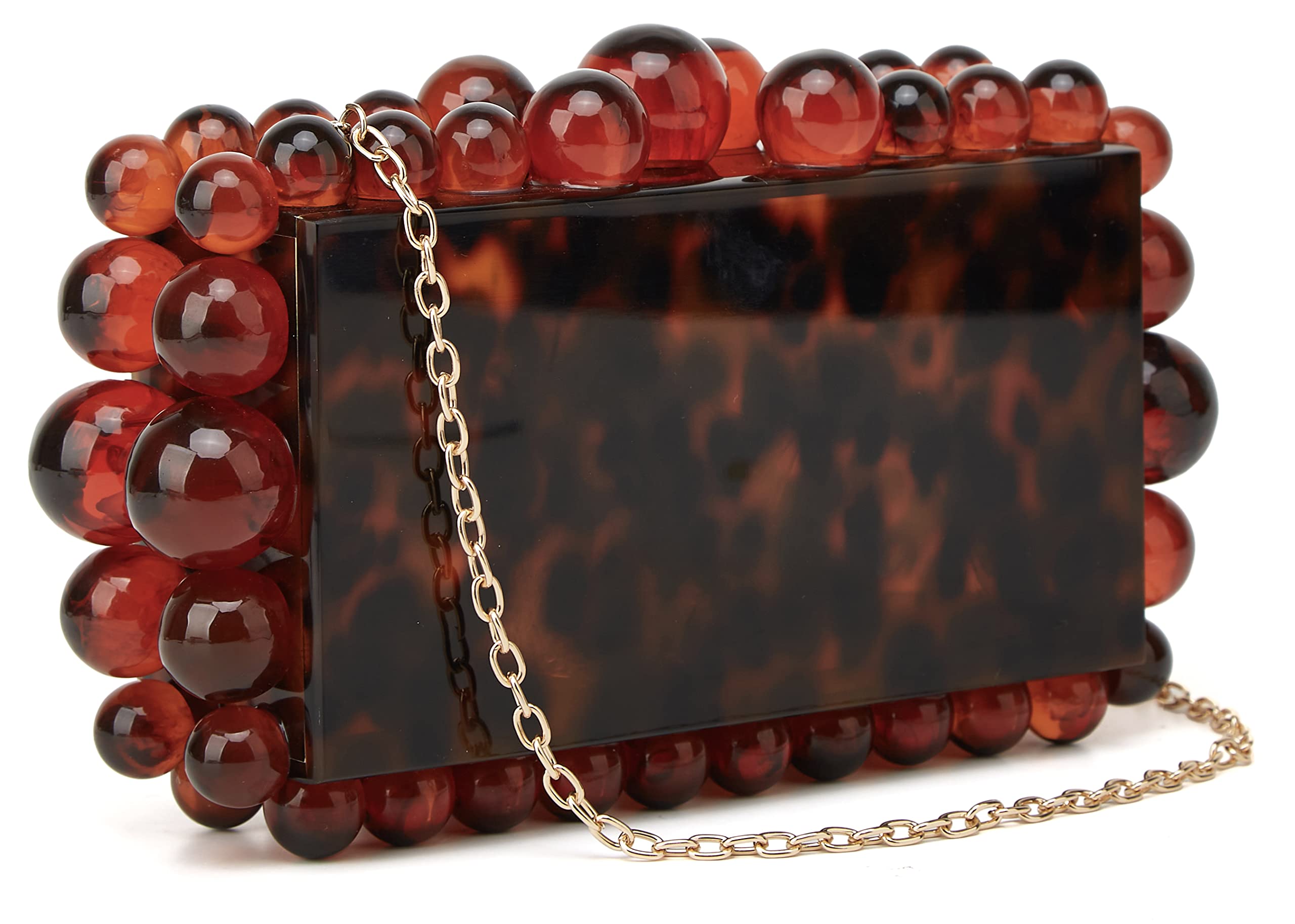 URAWOW Acrylic Evening Handbag Beads Bag for Women Graceful Shoulder Bag Satchel Marble Clutch Purses for Wedding Party 2023