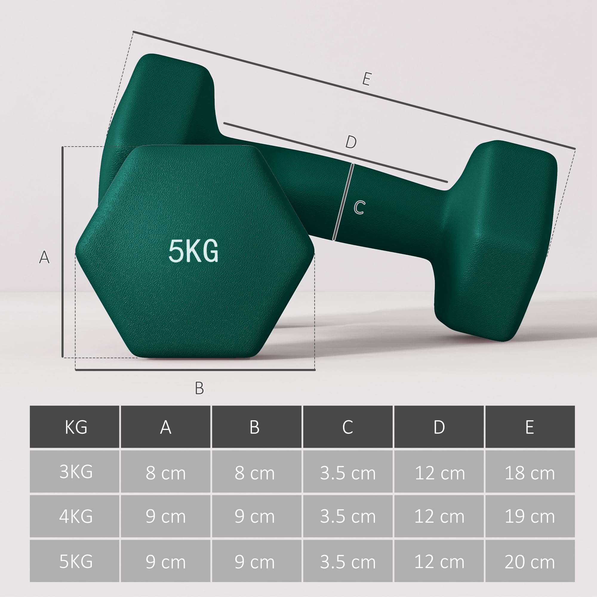 SPORTNOW Juego de mancuernas de gimnasio con soporte plegable, mancuernas para gimnasio hexagonales de metal con mango, entrenamiento fitness en casa, multicolor