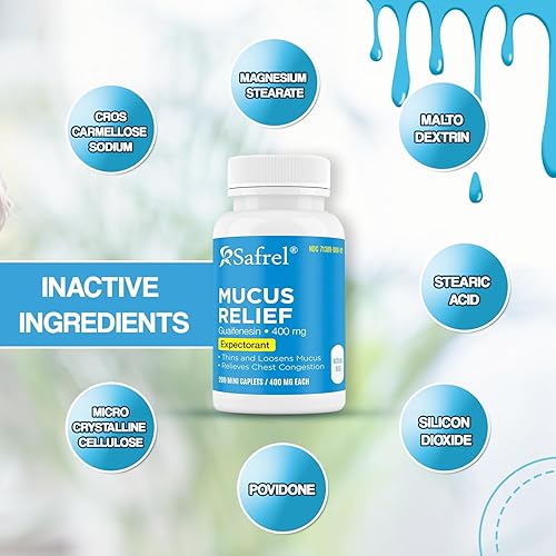 Miniatura 2 de Safrel Pharma - Guaifenesina para aliviar el moco, 400 mg - Expectorante de acción rápida, adelgaza y afloja el moco, alivia la congestión del