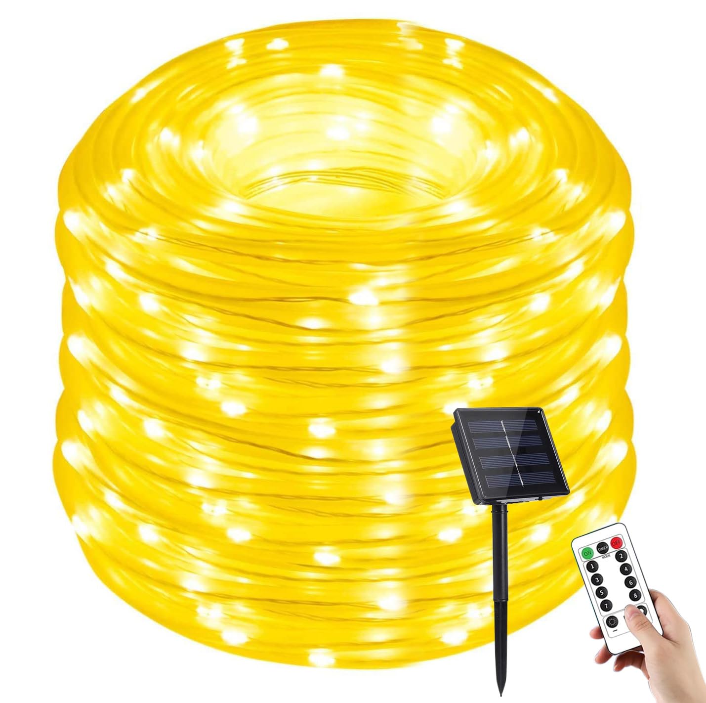 Solar-Lichterkette, 500 LEDs, 52,1 m, wasserdicht, Kupferdraht, Solar-Gartenbeleuchtung für Garten, Terrasse, Weg, Baum, Feiertags- und Partydekoration (warmweiß)