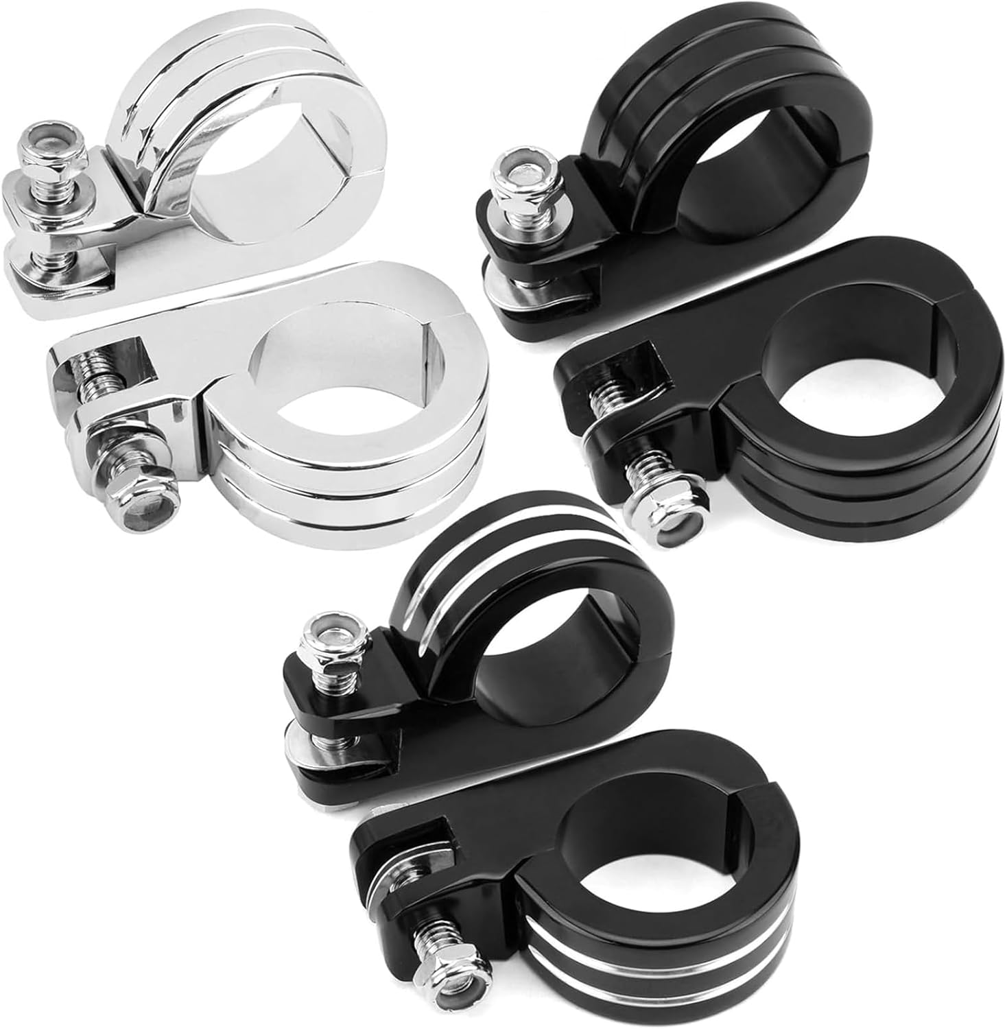 1 1/2" (38mm) Highway Foot Peg P-Clamp Mounting Kits Compatible with Harley Touring Road King Engine Bars-black