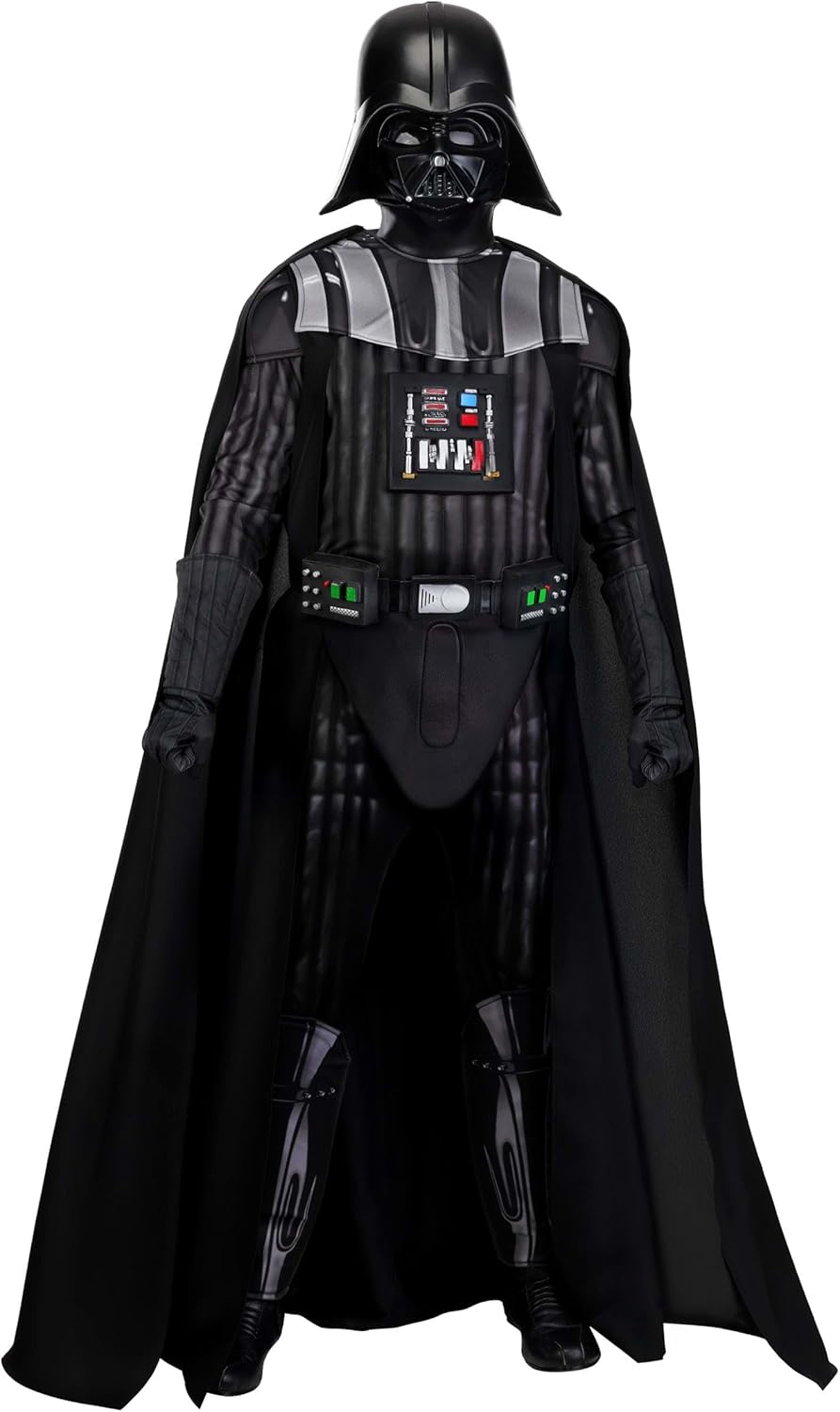 Deluxe Adult Darth Vader Star Wars Costume Jumpsuit with Cape, Mask, Gloves, & Belt for Halloween and Cosplay Fun