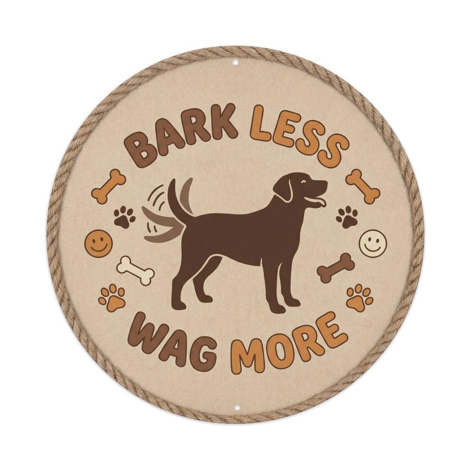 Bark Less Wag More Dog Quote Vintage Rustic Pet Lover Metal Tin Sign