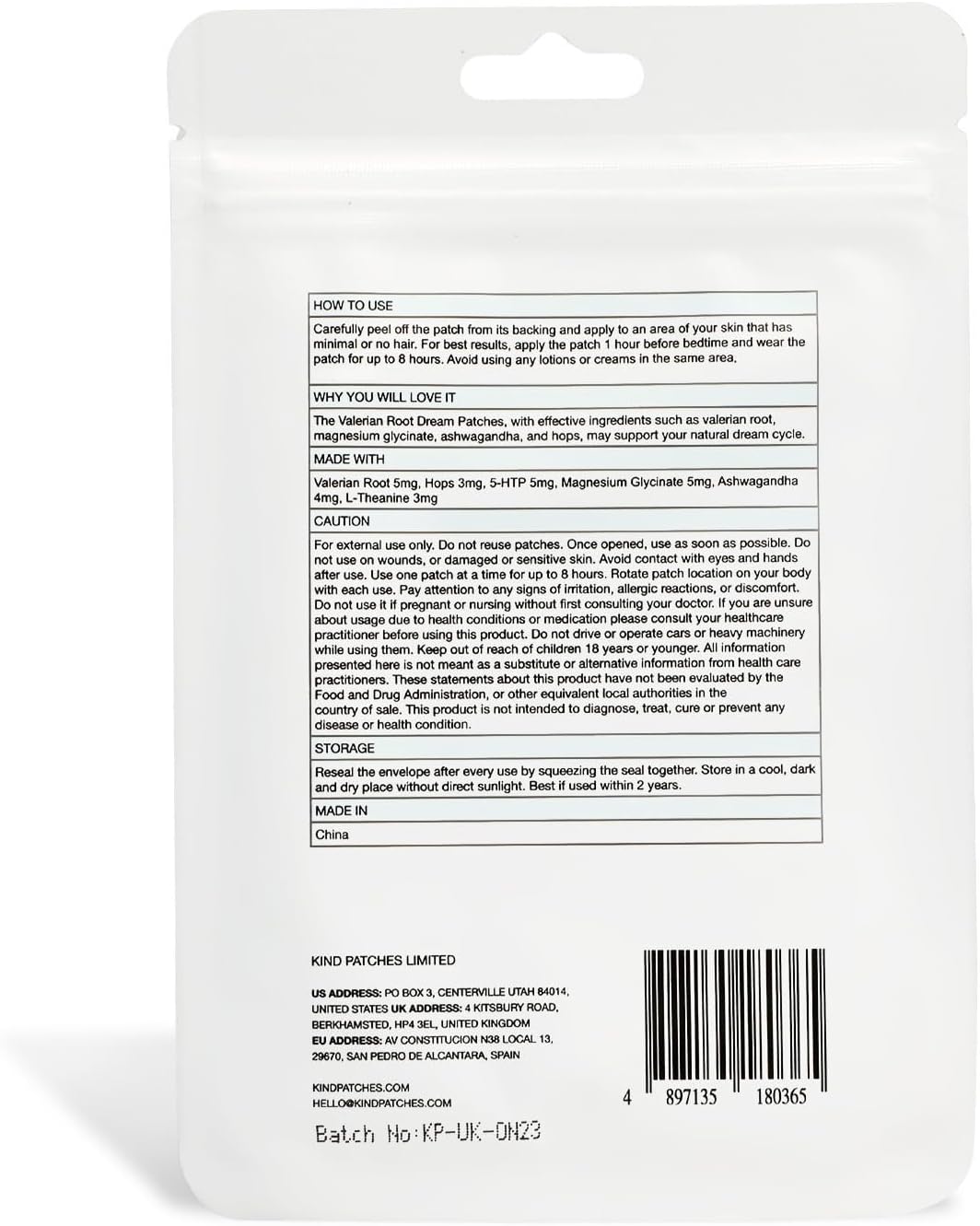 Kind Patches Valerian Root Dream Patches - Natural Sleep Aid with Ashwagandha and Magnesium - 3 Pack, 90 Patches