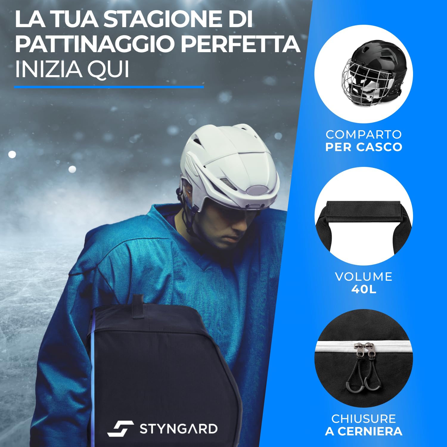 STYNGARD Borsa per pattini da ghiaccio - Borsa pattini ghiaccio e pattini in linea realizzata in materiale resistente - Modello Ottawa