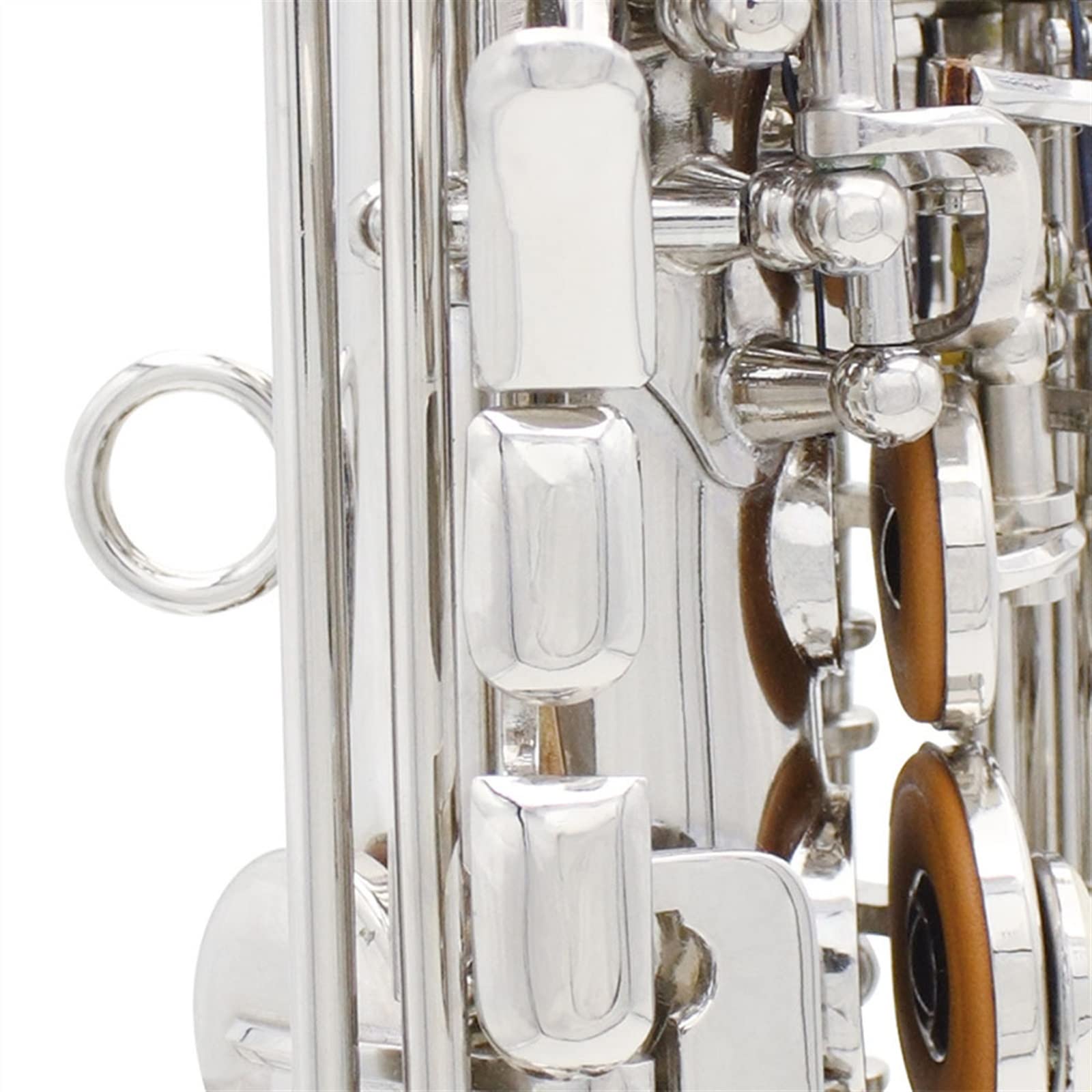 TSTS Bottone A Conchiglia Bianco per Sassofono A Tubo Diritto B-Flat Kit Sassofono (Color : Silver)
