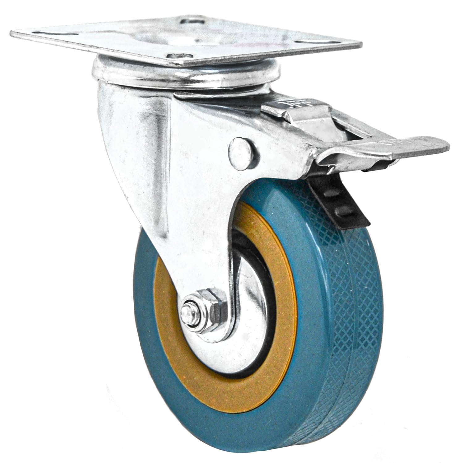 eyepower Schwerlast-Möbelrolle mit Bremse und Anschraubplatte – 360° drehbar, bis 60 kg