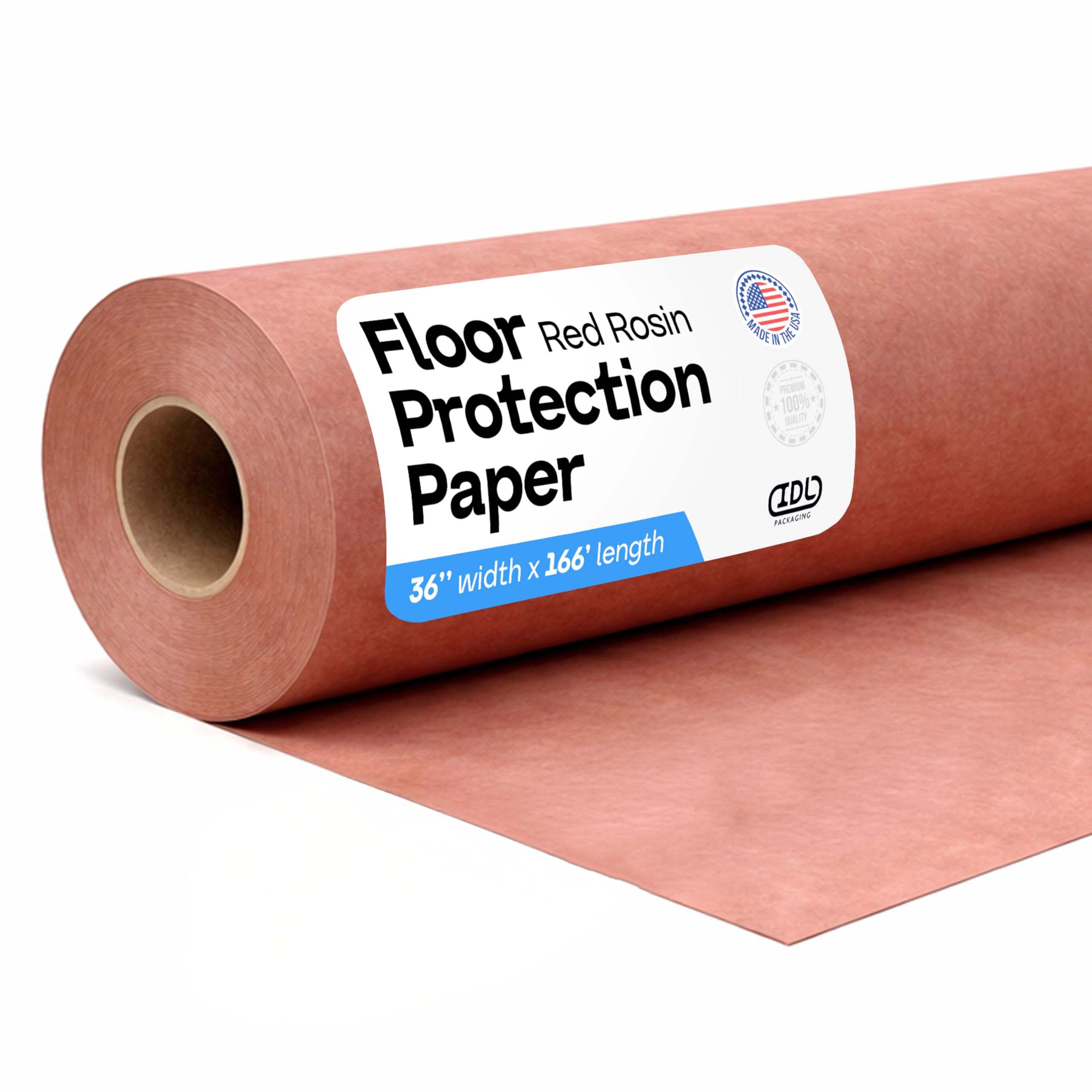 Red Rosin Masking Paper 36" x 1992" (166 feet, 498 sq.ft.) – Thick Floor Covering (66 lb Thickness) - USA-Made Masking Paper for Painting and Construction, Surface Protection by IDL Packaging