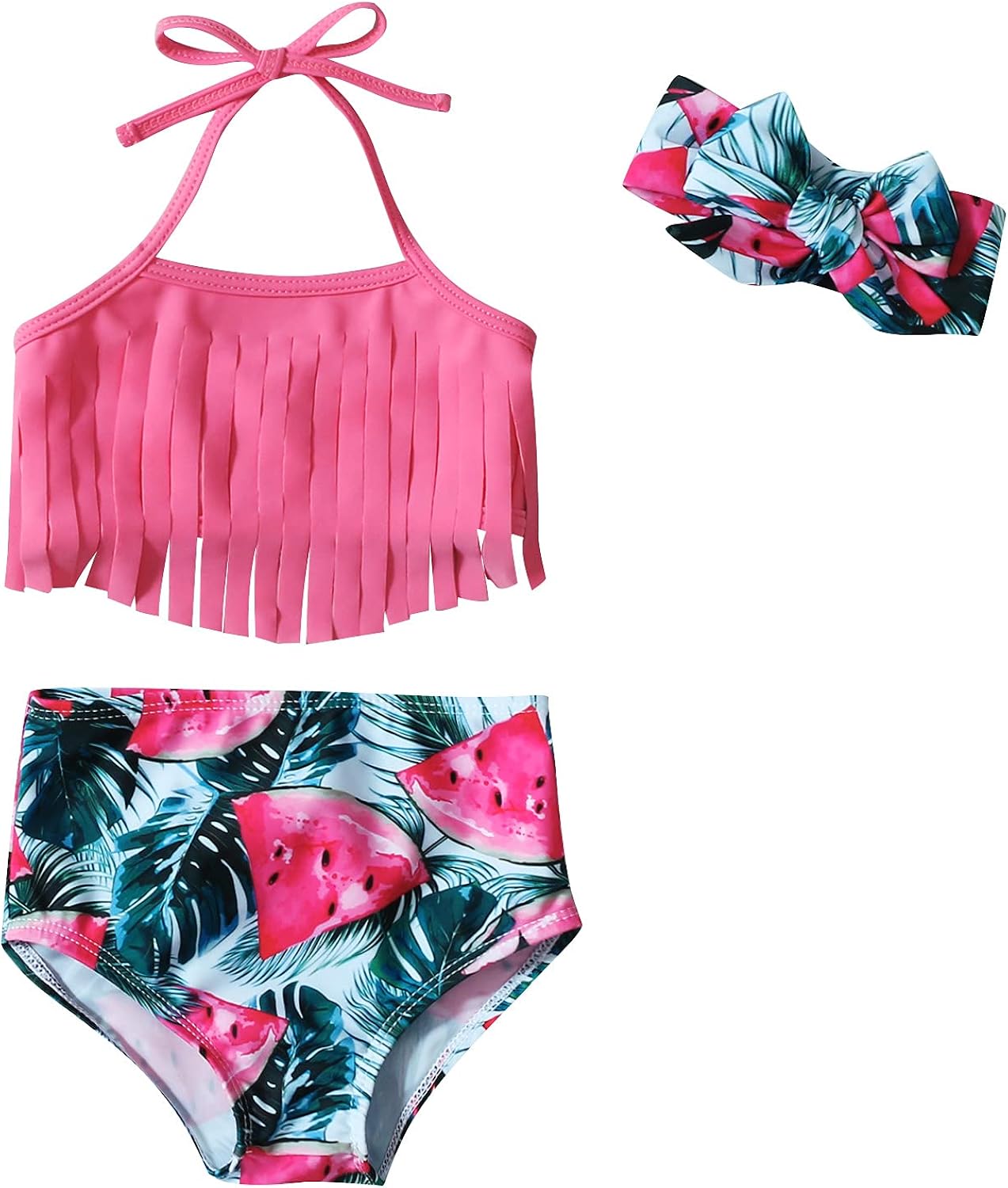 Baby Girls Bikini Infant Bathing Suit Toddler Halter Swimsuit Kids Swimwear 3 Pieces Beach Sets: Clothing, Shoes & Jewelry
