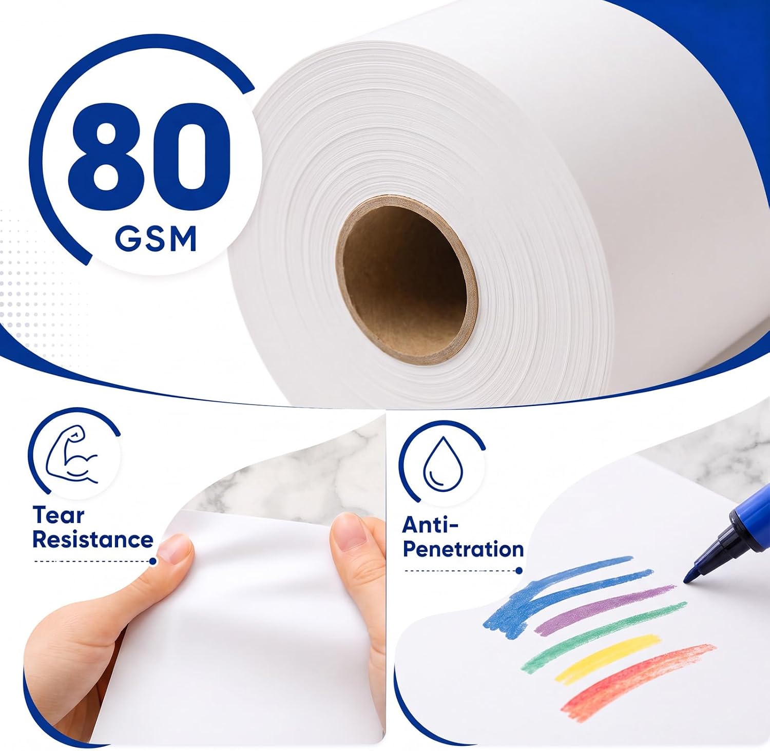 Kraft Paper Roll,36 in x 200 ft (2,400 in) Jumbo White Craft Kraft Paper