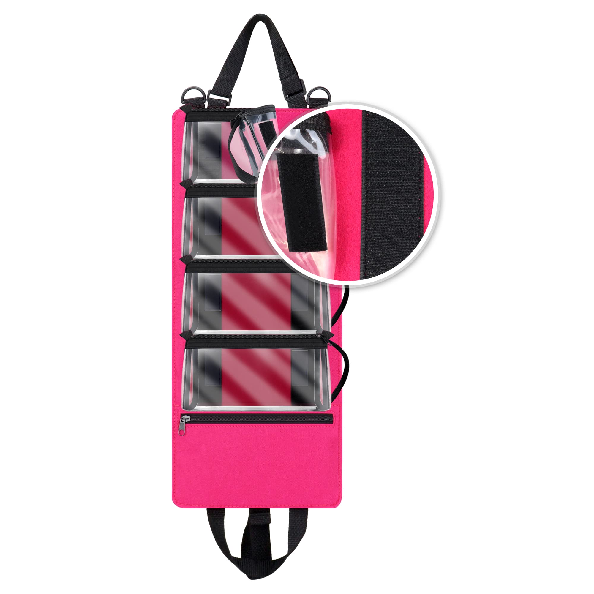 Sac de Transport pour Tonies Figurines, 4 Poches Amovibles, Feutre avec Feuilles Métalliques, Capacité 20 Figurines (Rose)