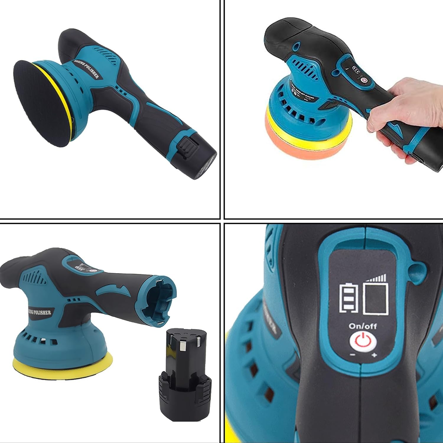 Lucidatrici per Auto, Lucidatrice Orbitale con Spugna per Lucidatura da 125 mm 8 Velocità 2800-5500 Giri / Min Lucidatrice per Lucidatrice Angolare per Lucidatura Ceretta