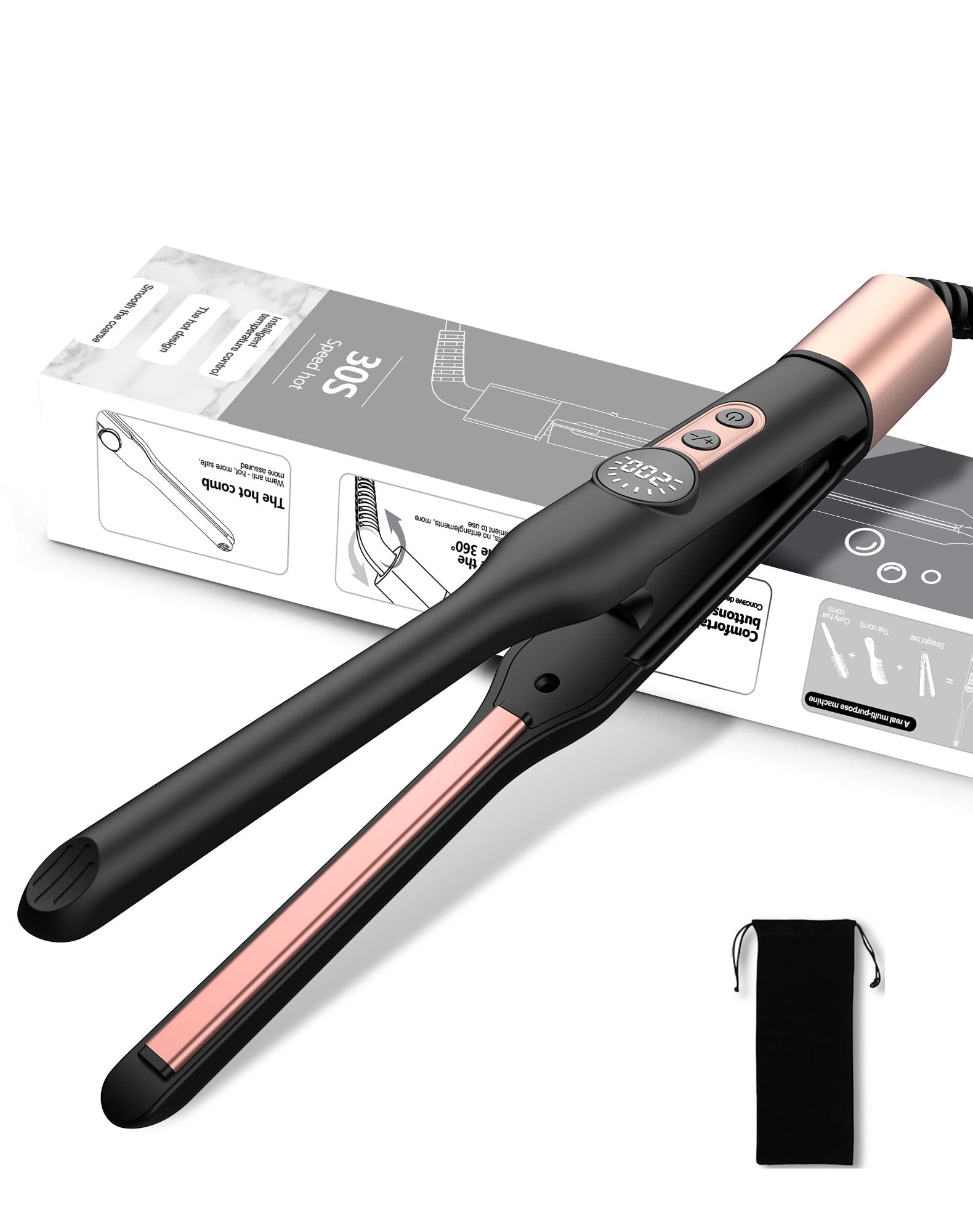 UMIGA Mini Fer à Lisser, Ionique Lisseur, 2 en 1 Portable Léger, de Voyage Pour Cheveux Courts, Pixies, Frange, Barbe & Petites Boucles, Lisseur de Barbe Pour Hommes