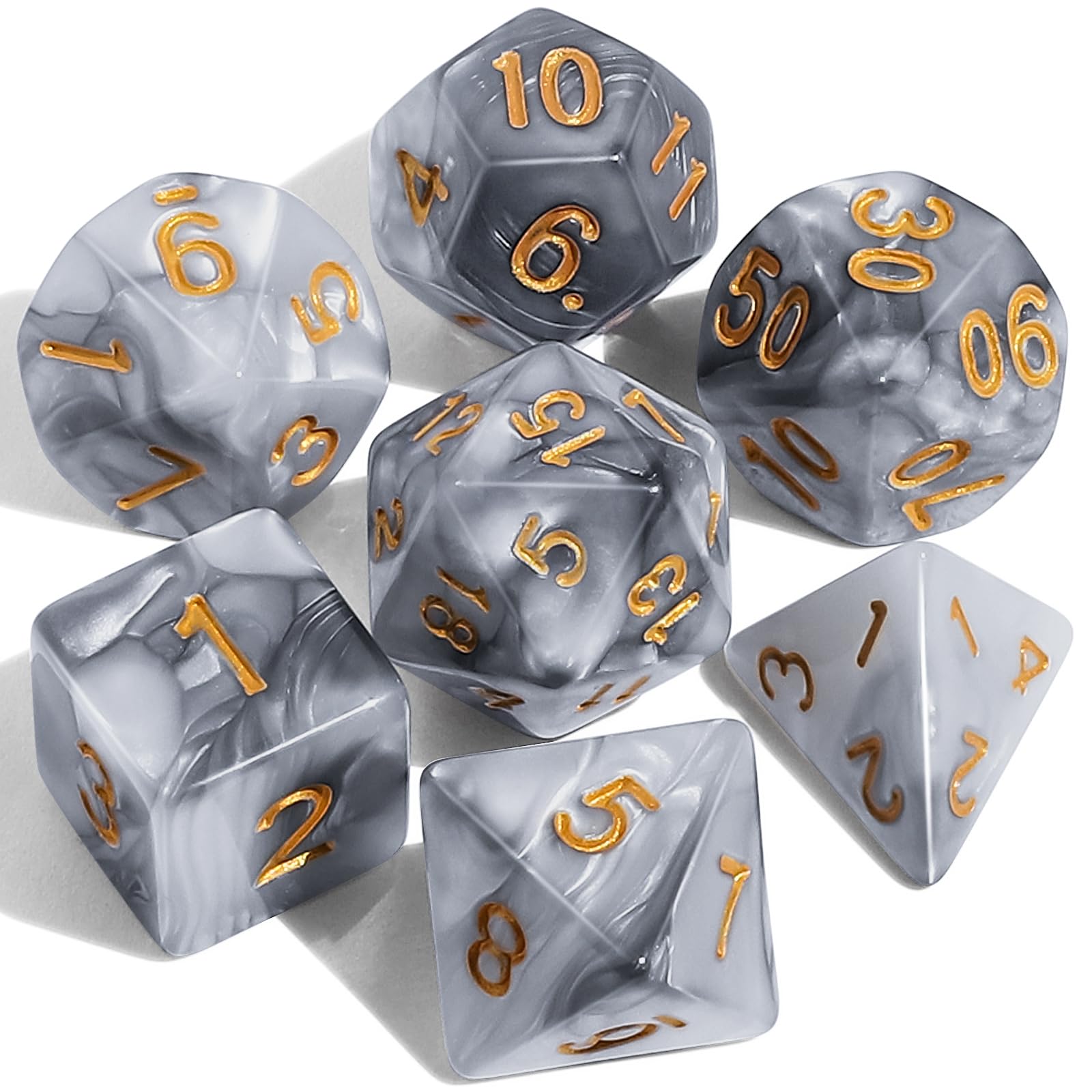 CiaraQ DND Polyhedral Dice Set with a Black Dice Bag for D&D RPG MTG Role Playing Table Games