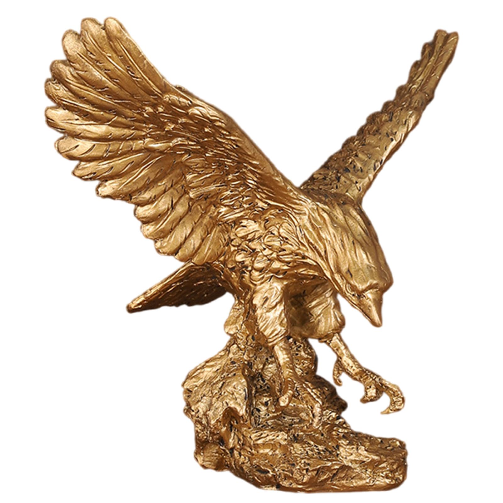 Zooeewly Golden Eagle Resin Statue Figurine Sculpture Modern Home Office Desk Decor Ornament Symbolizes Authority Courage Gift for Collectors Eagle Lovers,Large
