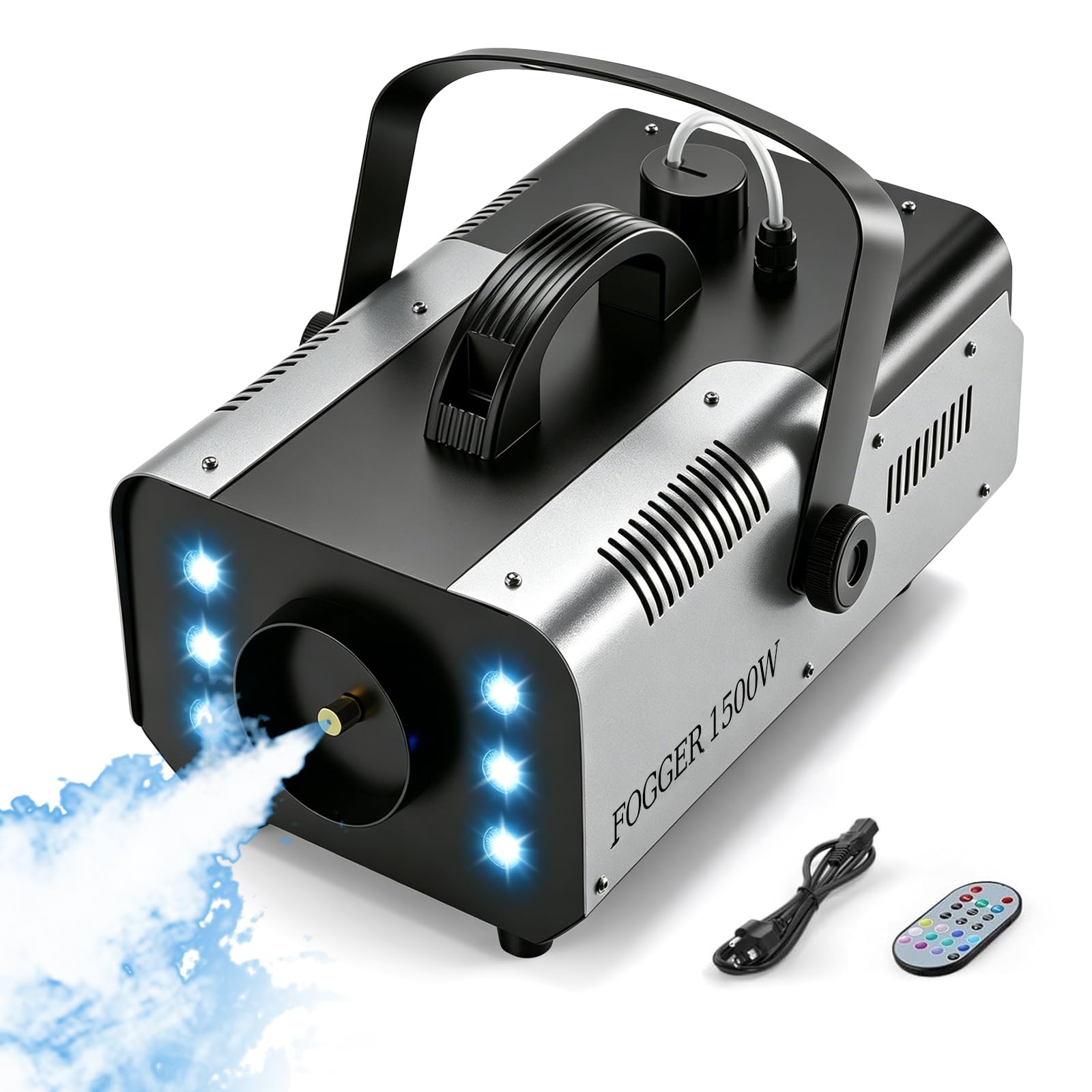 Macchina del fumo 1500W con 6 LED RGB e telecomando wireless, macchina nebbia con effetti luminosi per DJ, feste, Halloween, matrimonio, Natale e palco