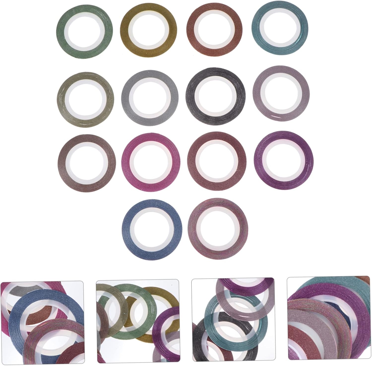 28rolls Shiny Nail Art Tape Set Self-Adhesive Nail Decoration for Manicure Color Options for Creative Designs and Easy to Use