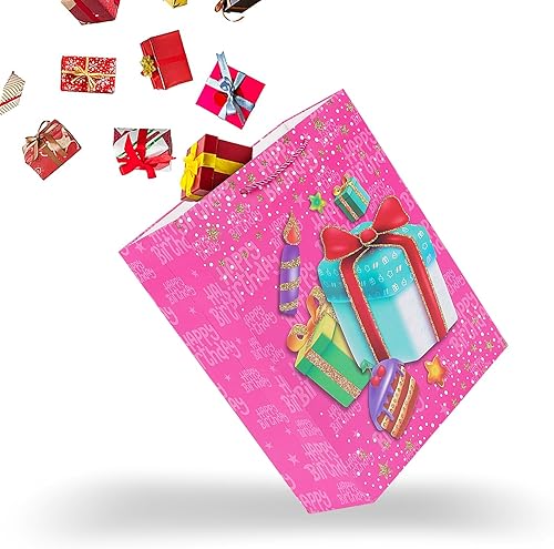 Miniatura 3 de Elephant-package Bolsas de regalo extra grandes de 16.3 pulgadas con papel de seda para niñas, bolsas de fiesta de cumpleaños (rosa)