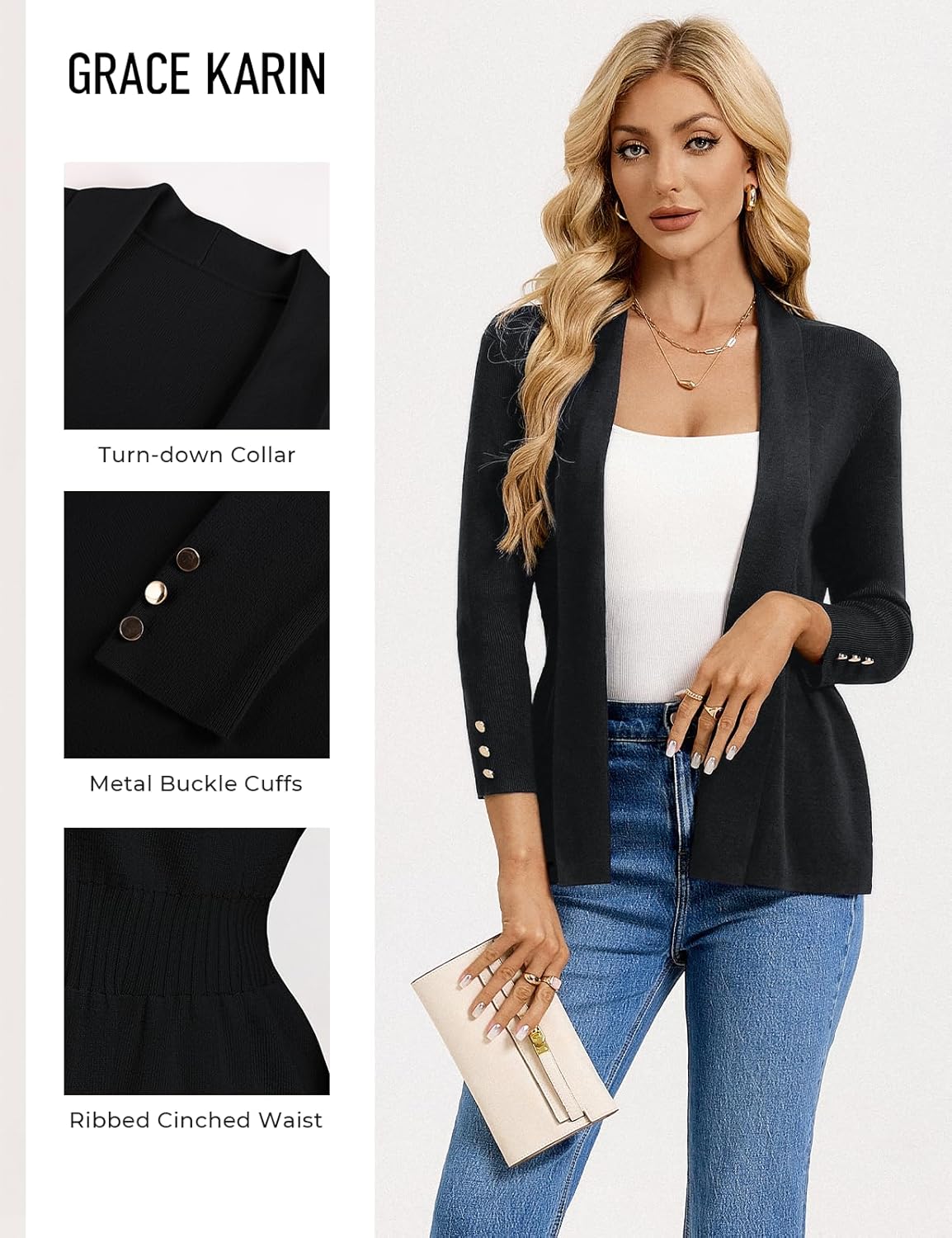 GRACE KARIN Cardigan for Women Trendy Lightweight Knit Sweaters Open Front Peplum Tops 2026 Spring Outfits - Image 4