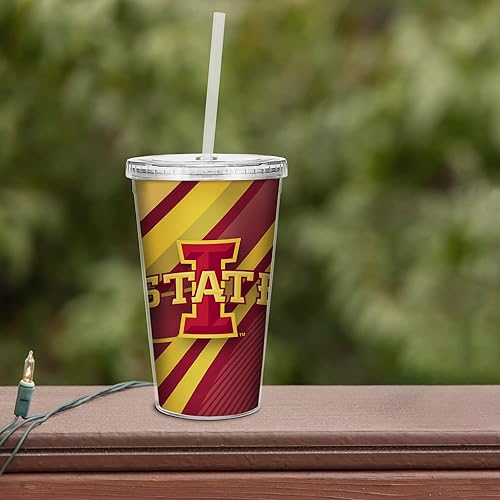 Miniatura 110 de Rico Industries NCAA Sports Team - Vaso transparente de 16 onzas con pajilla, vaso de viaje del color del equipo para fanáticos de los deportes