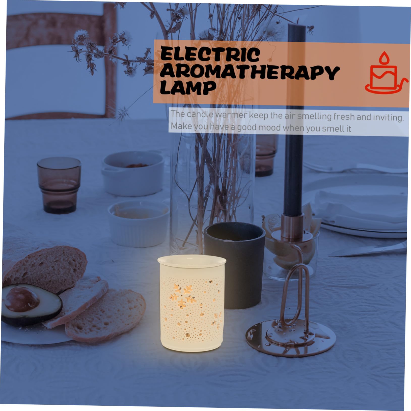 Lampe à Parfum Élégante Ronde Creuse en Céramique, 25 W Eu Plug Ambiance