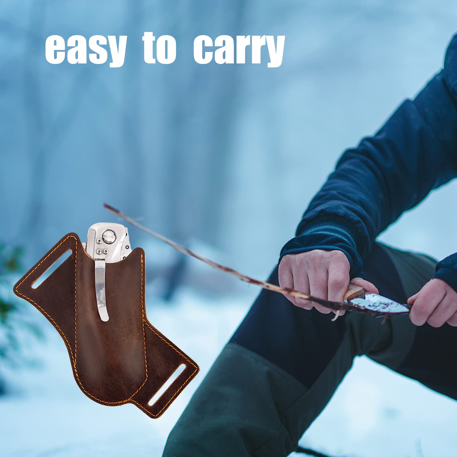 Leder Messerscheide Mit Gürtelschlaufe - Braune Ledertasche Für Fixed Blade Messer