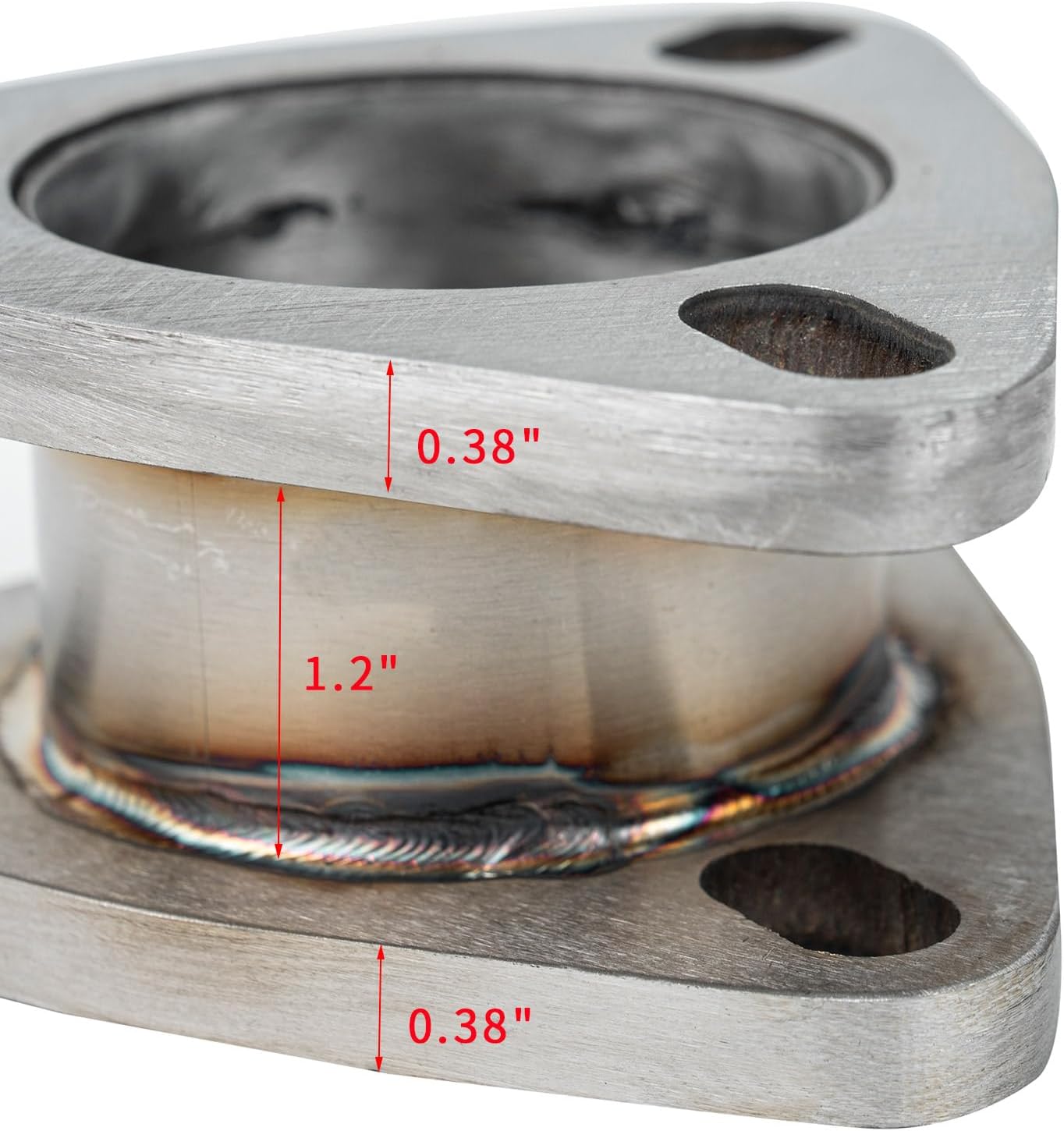 2 1/2 Inch OD (2.5") 3 Bolt Exhaust Flange Double Flanged Connector Pipe, T304 Stainless Steel Weld-On Adapter, Universal Exhaust Coupler, Exhaust Pipe Fittings for Exhaust System Repair