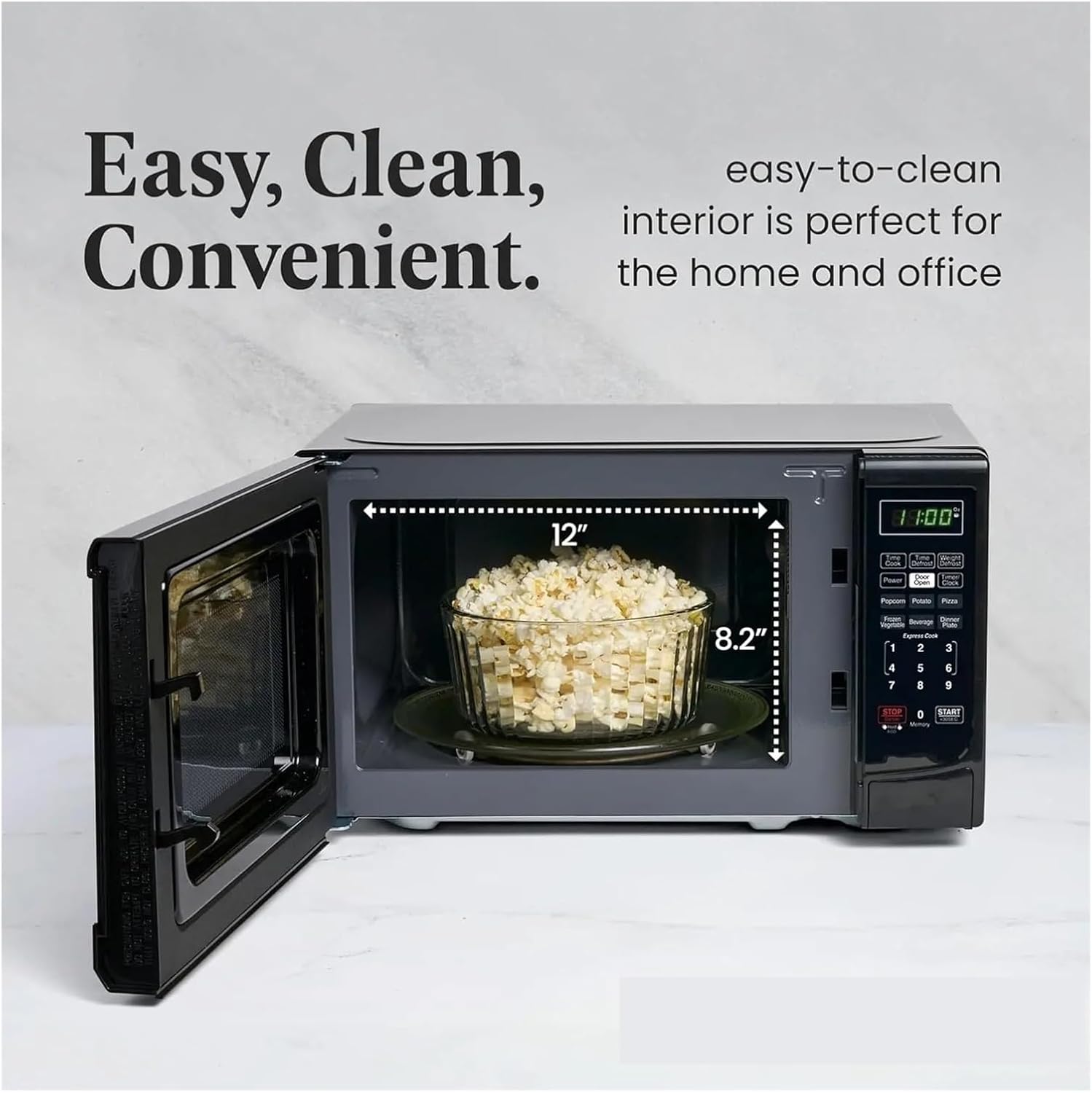 Compact 0.7 Cu. Ft. Microwave Oven With 700 Watts, Auto Cook, Defrost, Easy Clean And Child Lock In Black