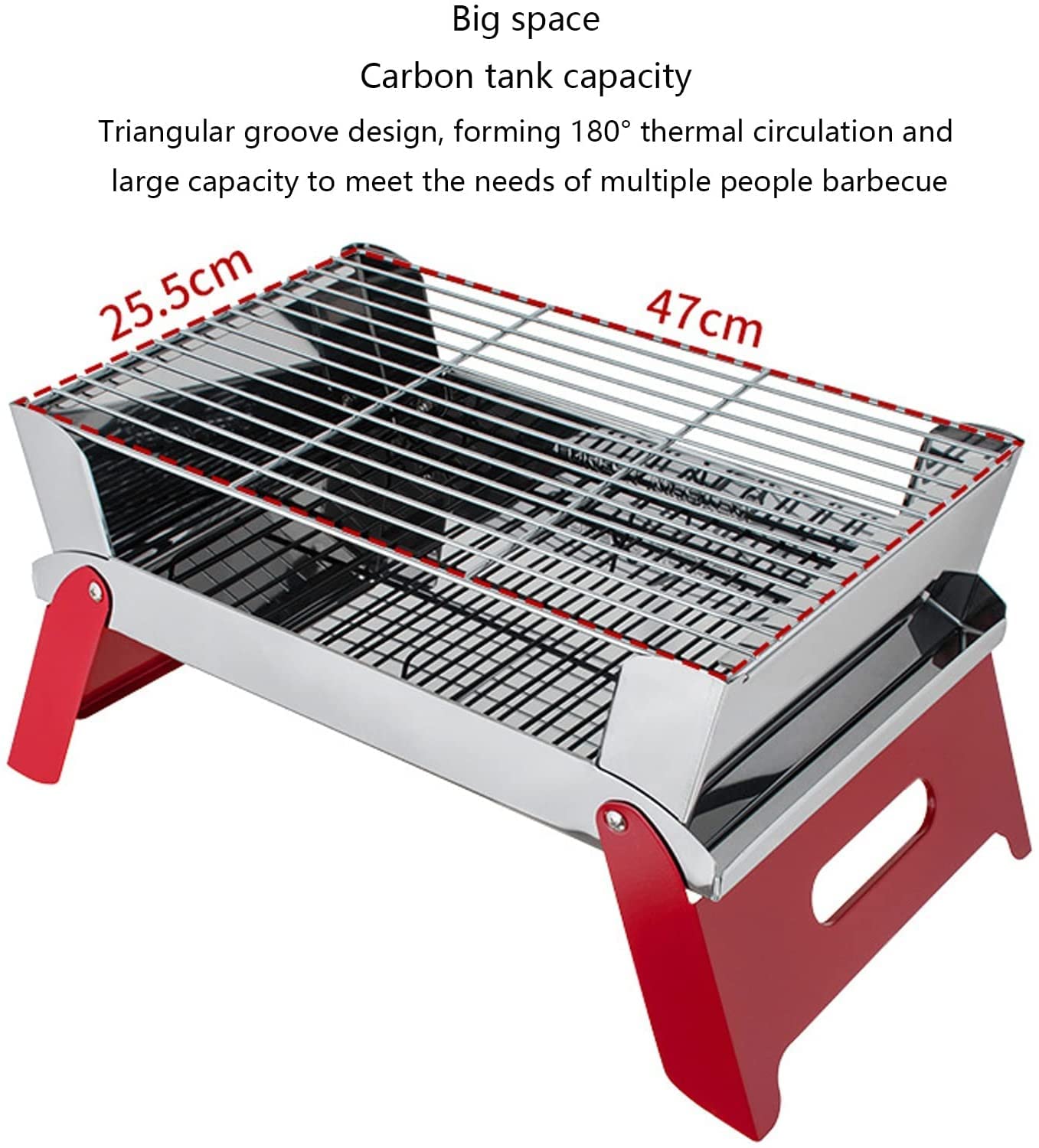 Draagbare RVS houtskoolgrill - Opvouwbare mini BBQ - Lichtgewicht
