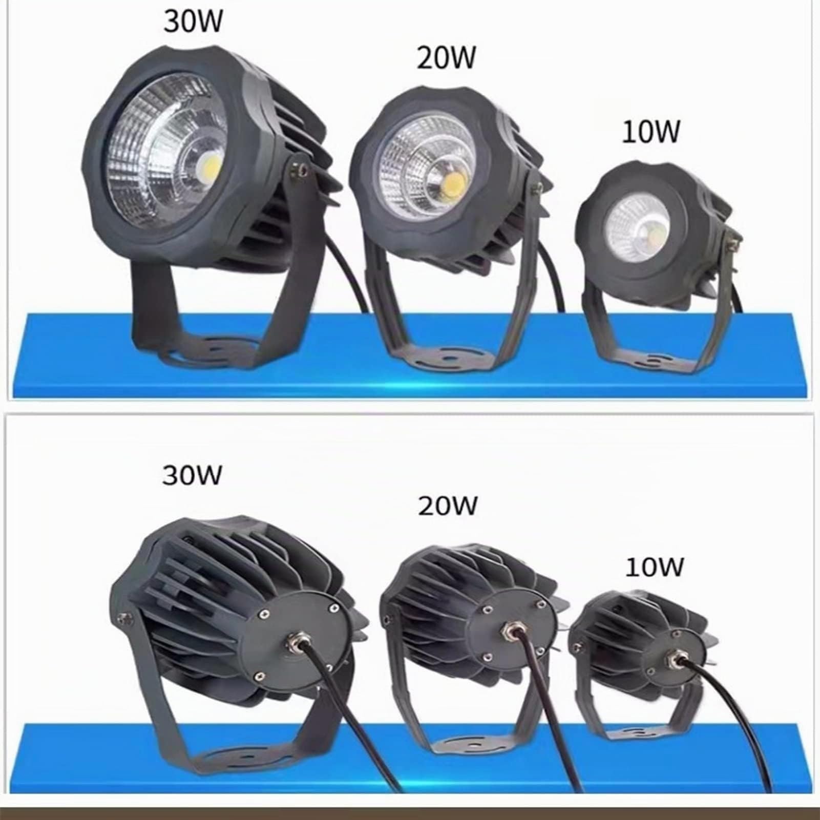 Projecteurs LED Longue Portée, Spot LED Exterieur, Éclairage Rond COB Pour Arbres, Projecteur LED À Angle Réglable Étanche IP65, Pour Enseignes De Bâtiments, Éclairage De Pelouse(Warm Light,30W(AC110-