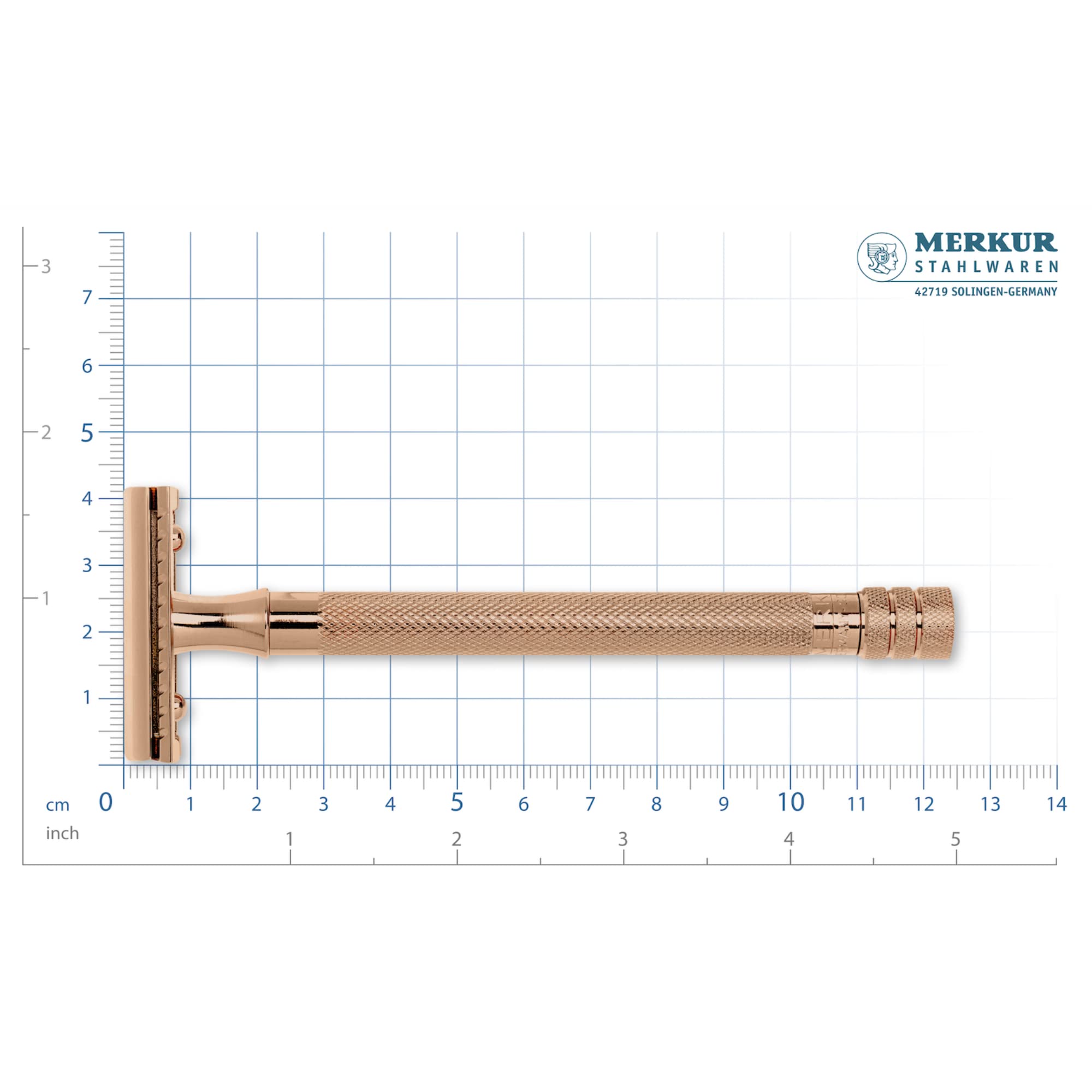 MERKUR Maquinilla de afeitar unisex PVD Gold 24G, de tres piezas en PVD oro rosa con corte recto, peine cerrado, ideal para afeitado en húmedo, zinc fundido, mango de latón, fabricado en Alemania