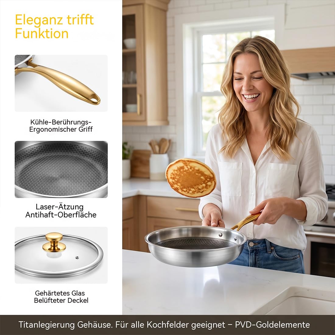2027 Neu Titanium Pro Pfanne mit Abnehmbarer Griff (B-Ohne Deckel, 26cm)