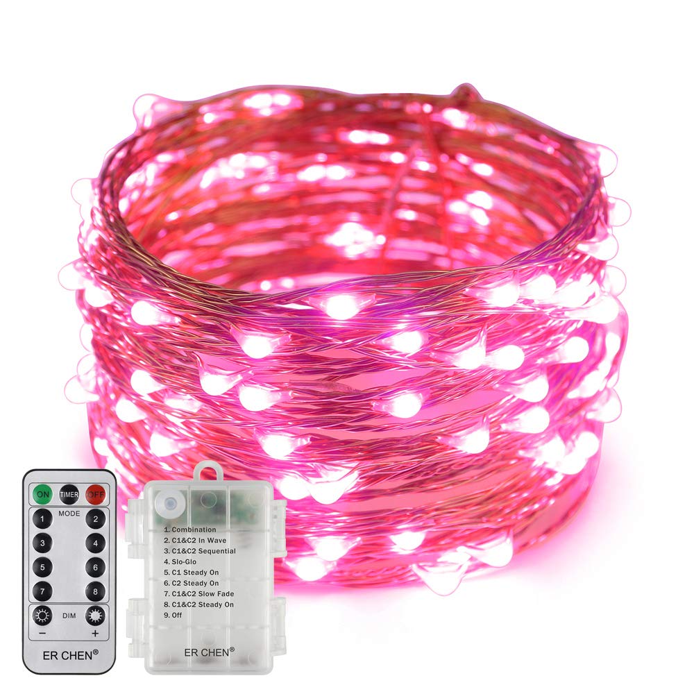 Erchen Battery Operated LED String Lights, Dimmable 33 FT 100 LED Ultra ...