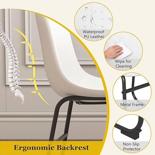 Miniatura 2 de Juego de 4 sillas de comedor de piel sintética, juego de sillas de comedor con respaldo alto de 18 pulgadas, 4 sillas modernas para mesa de comedor,