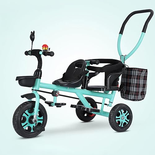 Miniatura 10 de ButxeT Triciclo para niños, 3 en 1, triciclo para niños, con mango de empuje extraíble, con cesta de almacenamiento, arnés de seguridad, regalo de