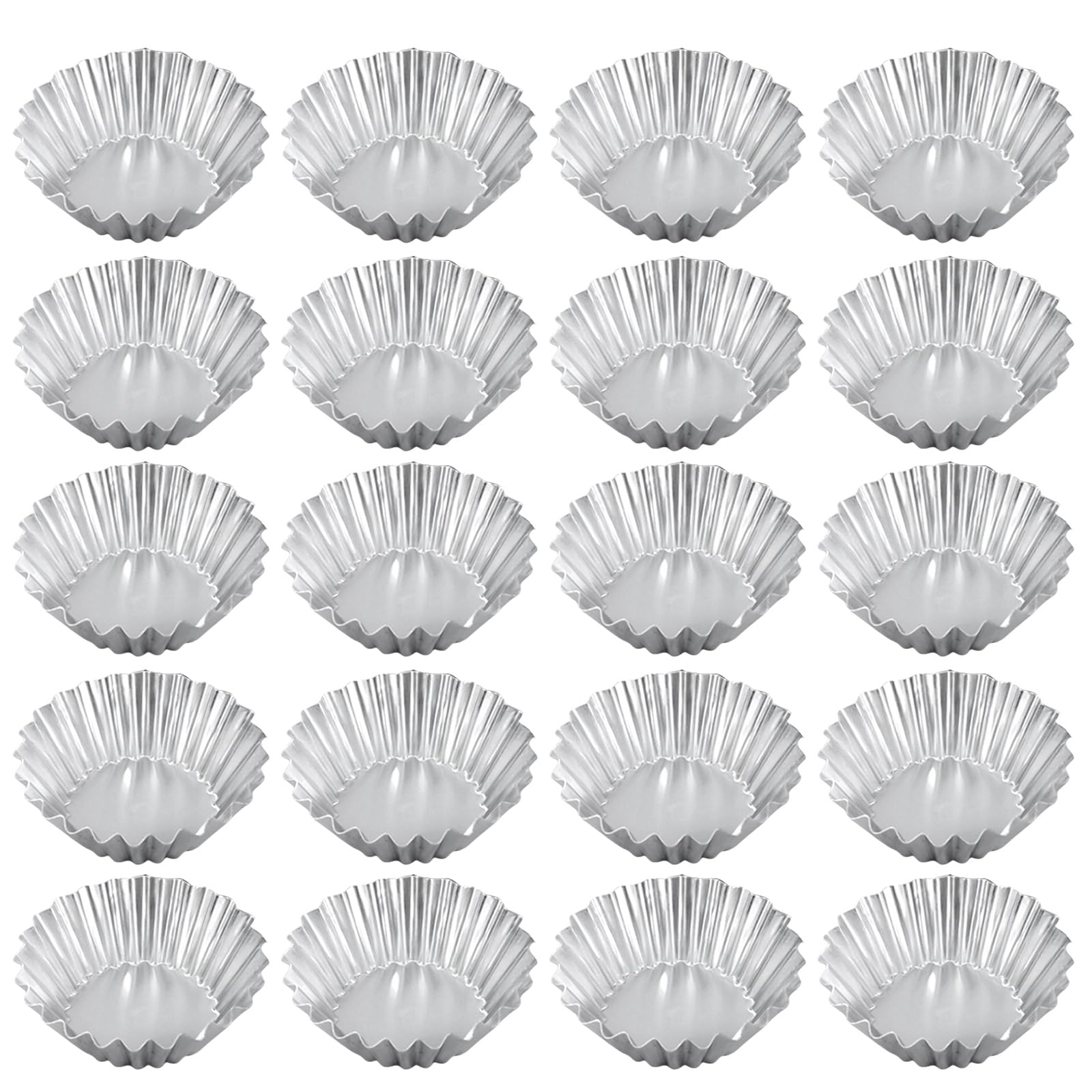 Tsophreniq 20Pcs Puddings Pans NonStick Eggs Tart Molds Flower Shape Pie Bread and Cake Pans Bakeware Cookie Molds Baking Tool Eggs Tart Food Grade Aluminum Kitchen Dessert Tool