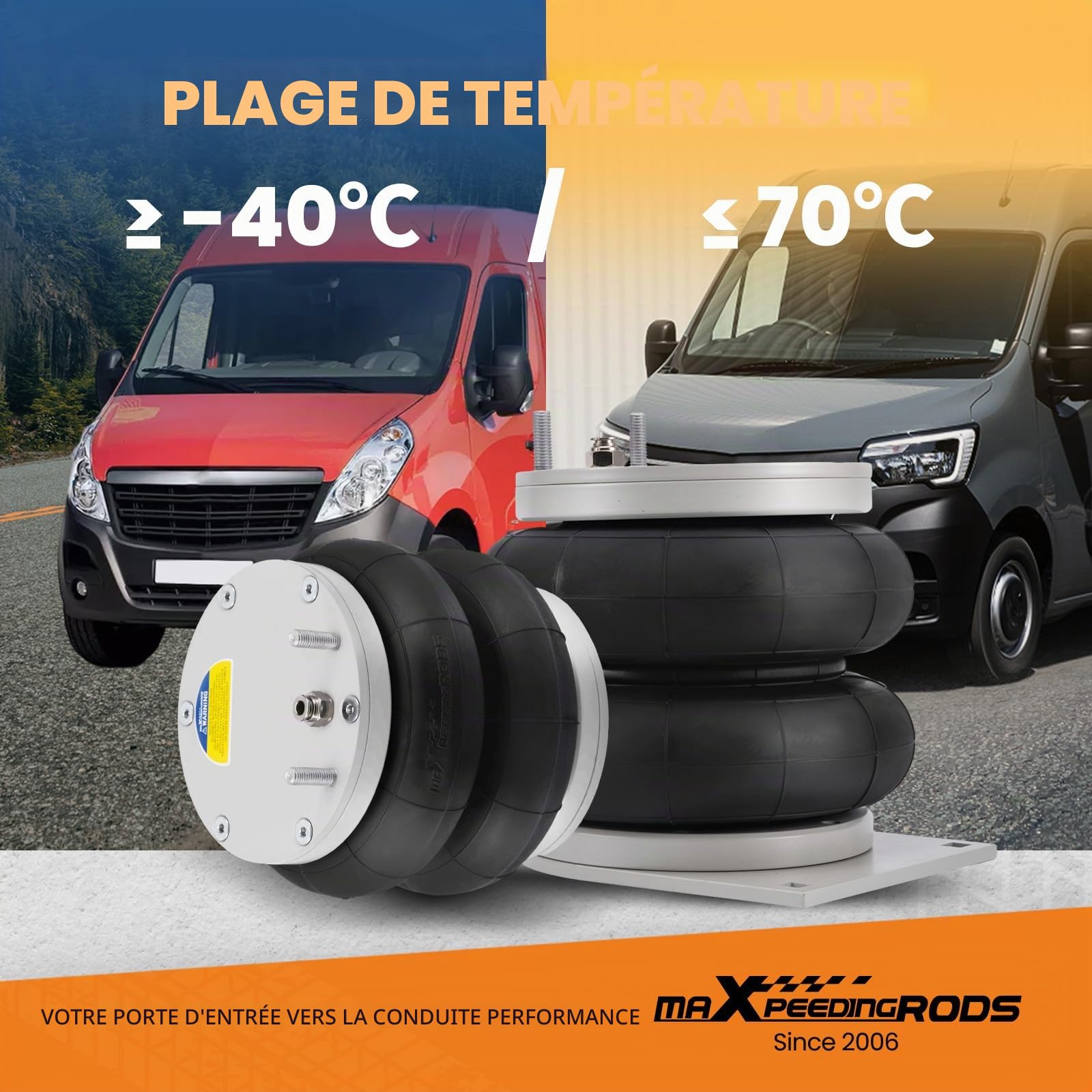 maXpeedingrods Kit sac de suspension pneumatique + compresseur pour Vauxhall Movano, Renault Master 2010-2024 4000kg