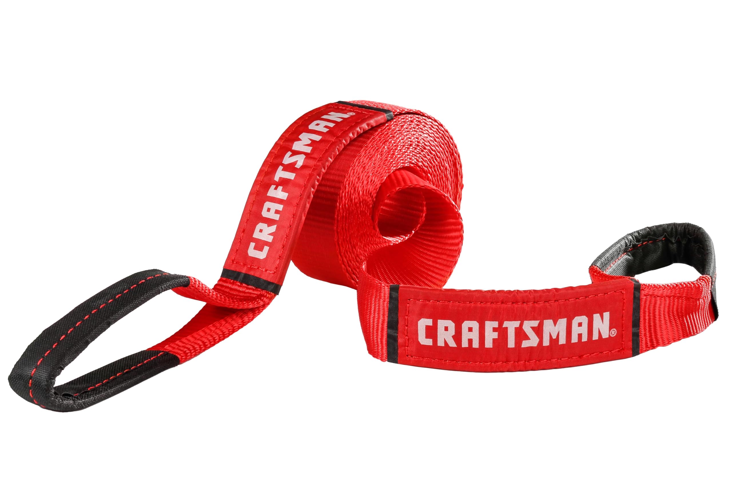CRAFTSMAN CMXAZBS2001 Abschleppgurt mit Schlaufenenden, 5,1 cm x 5,1 m, 1,4 kg sichere Wortking-Last/4,1 kg Bruchfestigkeit, Schwarz/Rot