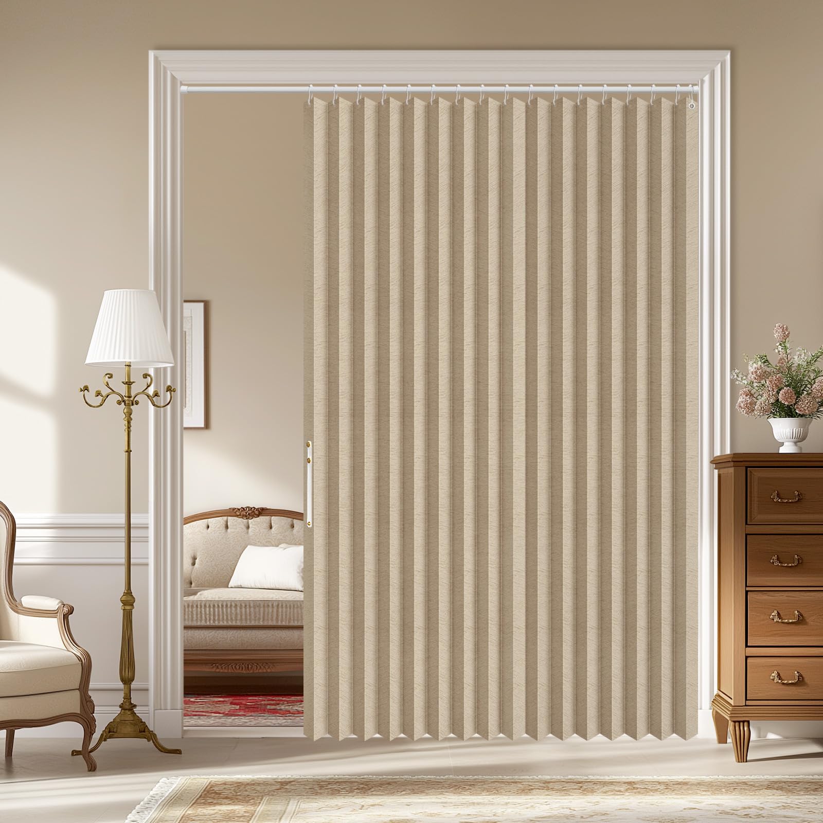AJAZZ Blackout Magnetic Door Curtain Accordion Doors Interior Closet Door Curtain Invisible for Bedroom Room Living Room Doorway, Brown 72" W x 78" L, 1 Panel