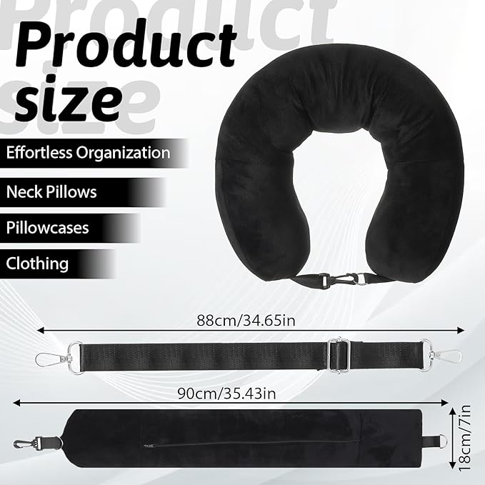 Almohada ajustable para viaje poliéster negra miniatura 2