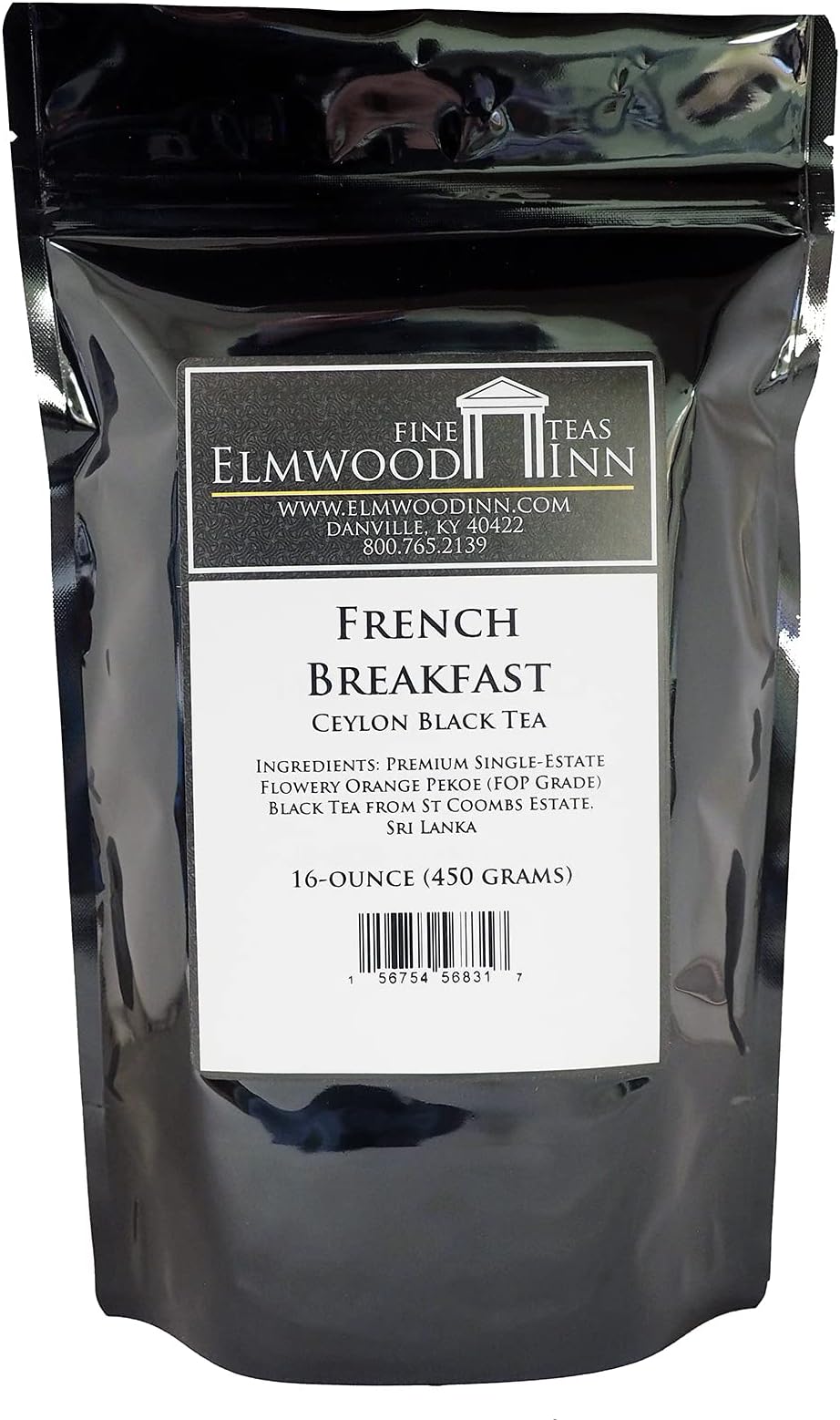Elmwood Inn Fine Teas, French Breakfast Ceylon Flowery Orange Pekoe Black Tea, 16-Ounce Pouch