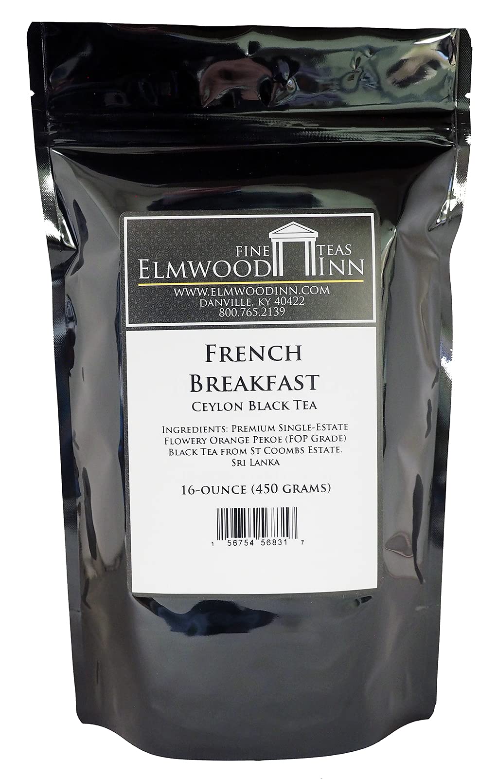 Elmwood Inn Fine Teas, French Breakfast Ceylon Flowery Orange Pekoe Black Tea, 16-Ounce Pouch