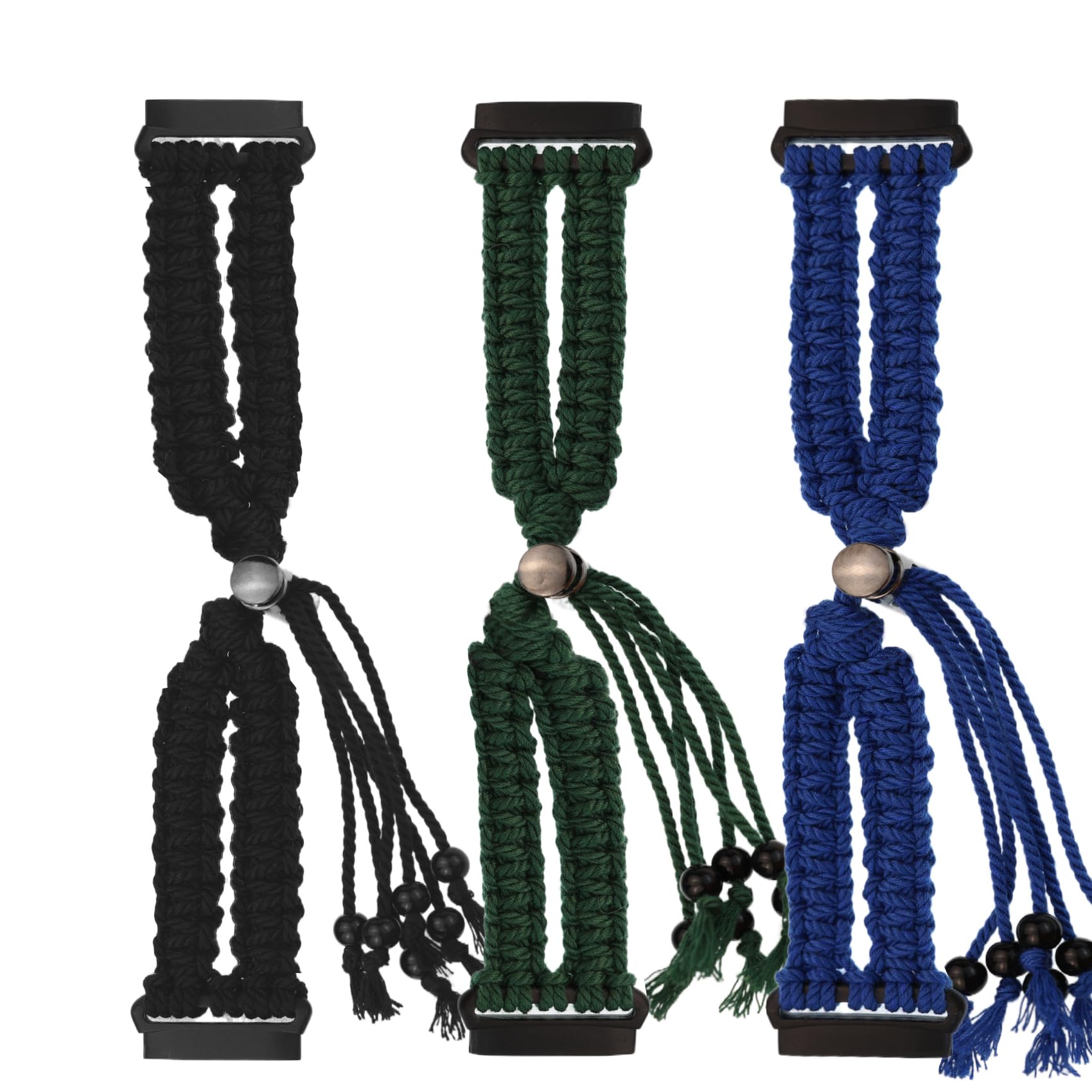 Handmade String Bracelet Adjustable Woven Rope Knot Watch Band Compatible with Fitbit Sense/Versa 3/ Versa 4/ Sense 2 Bands Lucky Friendship Bracelets Watch Strap for Men Women(3 Pack)