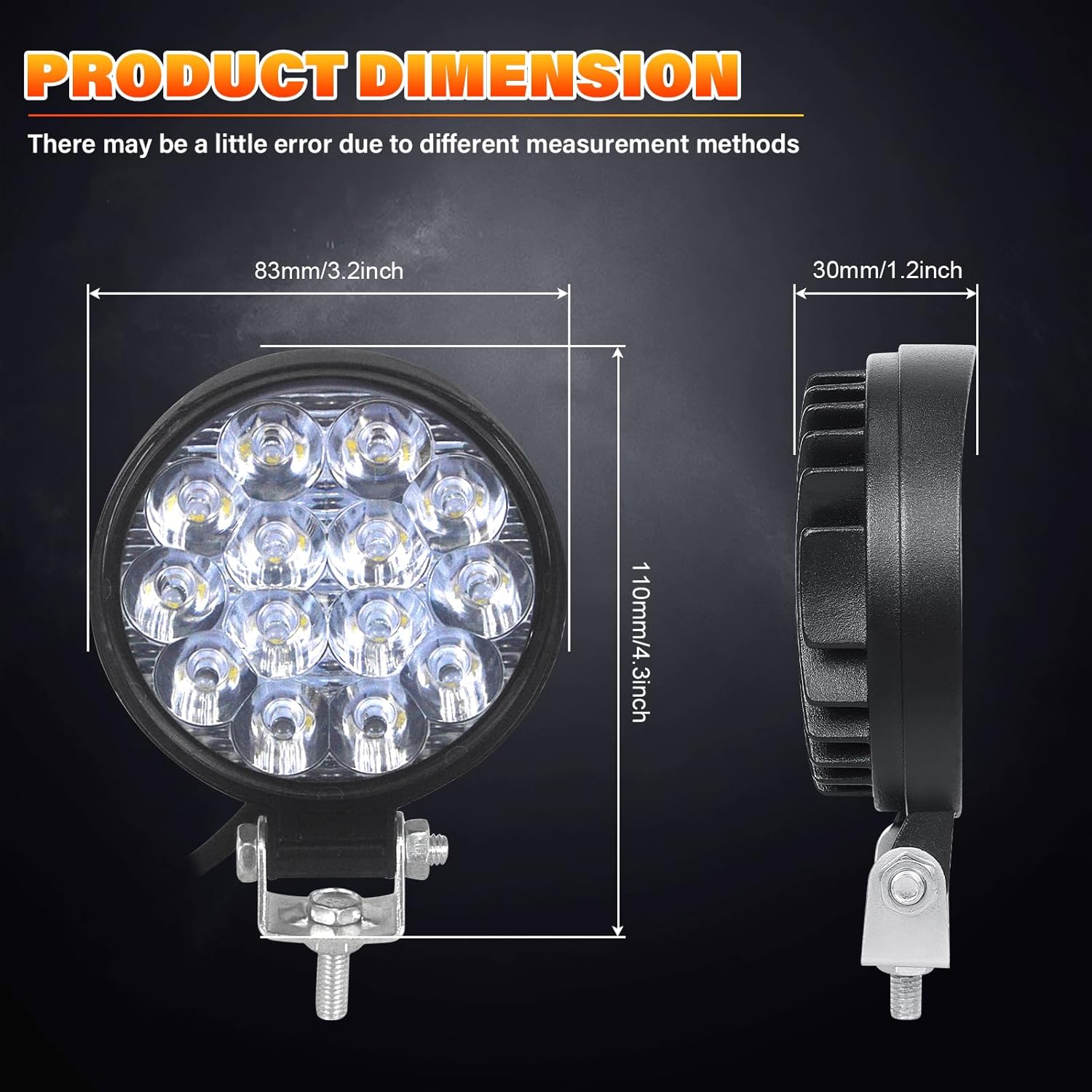 AUXTINGS 10 Pieces 4 inch 10cm 42W Mini Thin LED Work Light Spot Beam LED Pods Driving Lights 12V 24V Offroad Fog Lamps for Truck Tractor Boat 4x4 Car SUV ATV Excavator