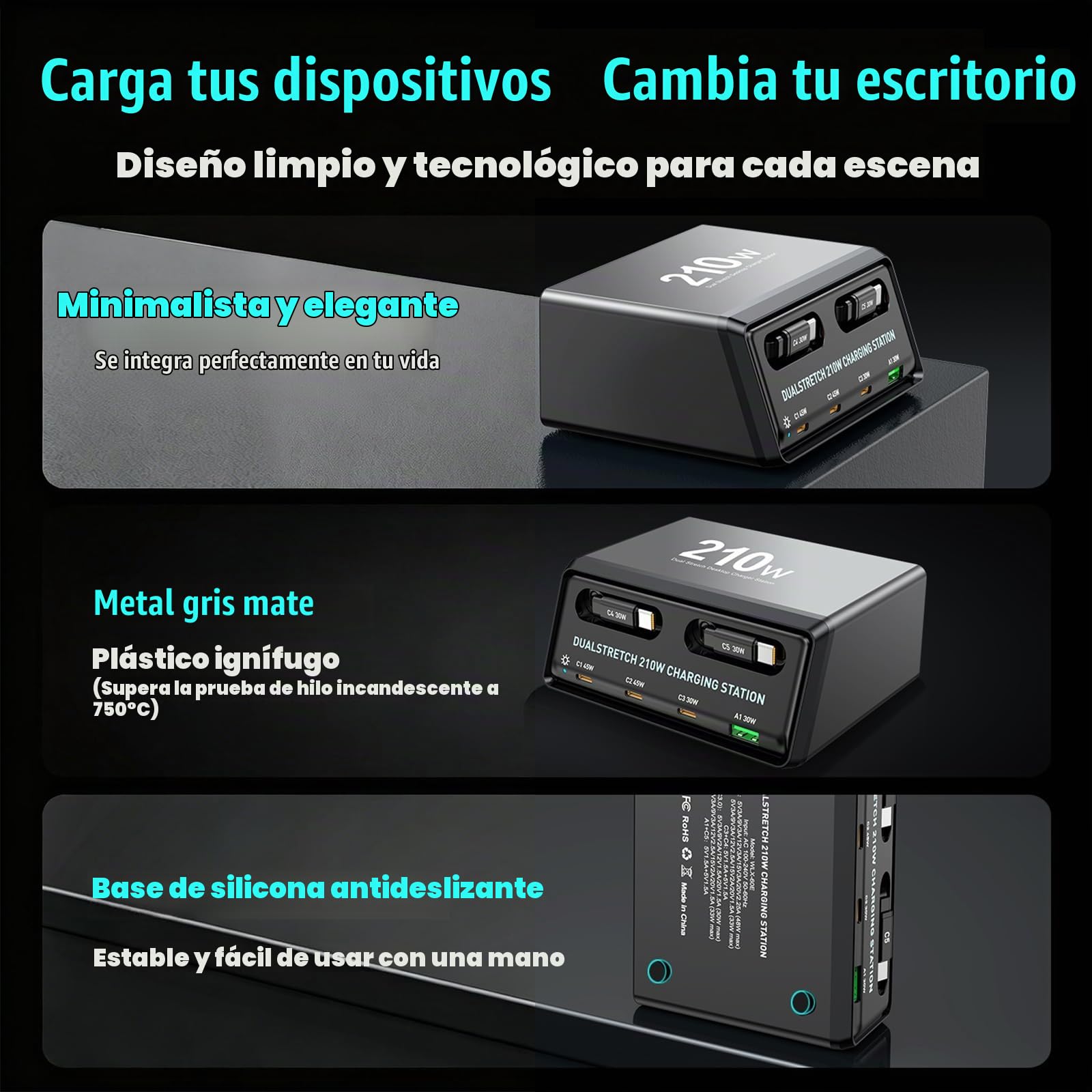 Estación de carga GaN de 210 W