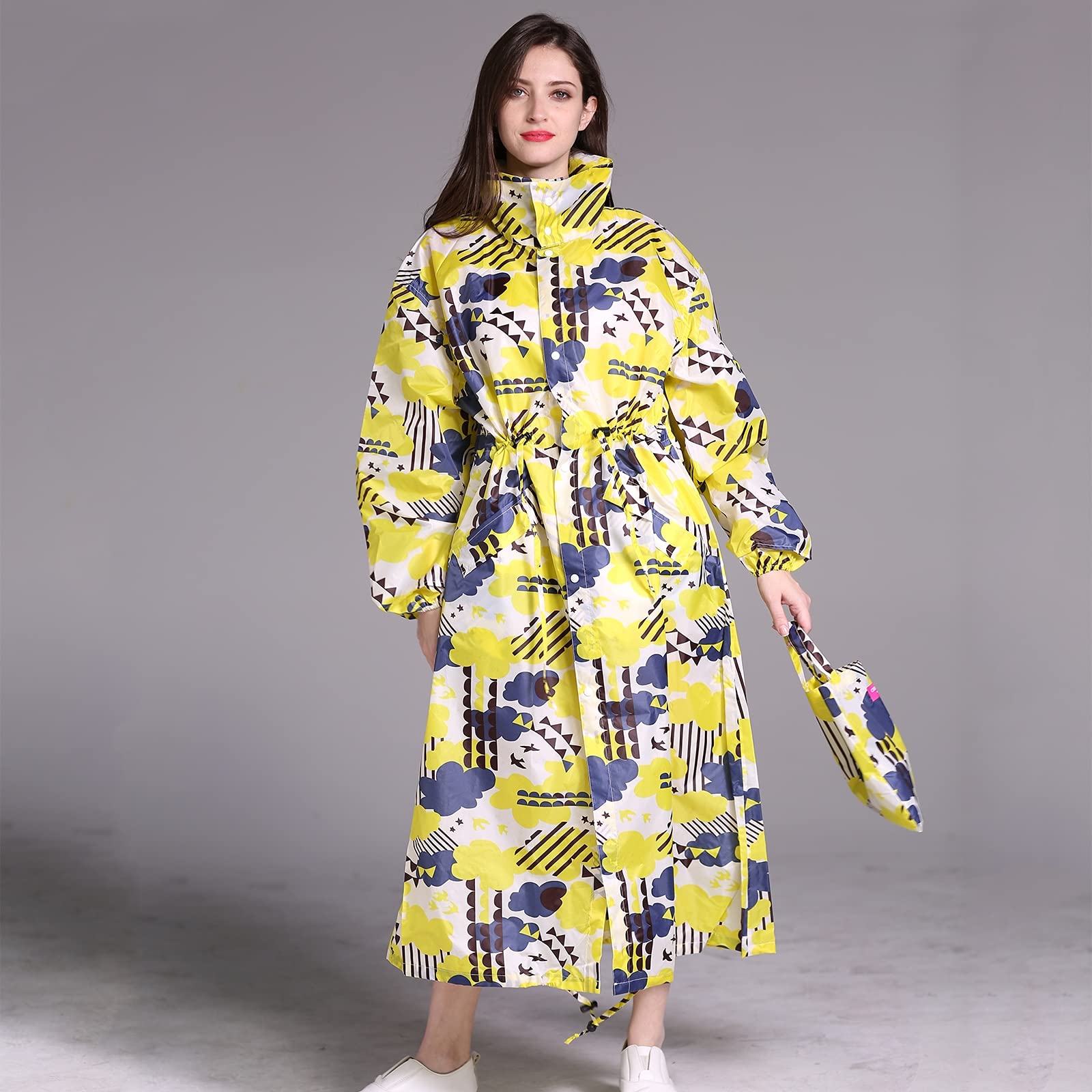 Regencape Damen, Wiederverwendbare Regen Ponjo Mit Kapuze, Portable Wasserdicht Regencape Wandern, Lang Raincoat Women FüR FreizeitaktivitäTen Im Freien, Festivals, Camping, Wandern,C,XXL