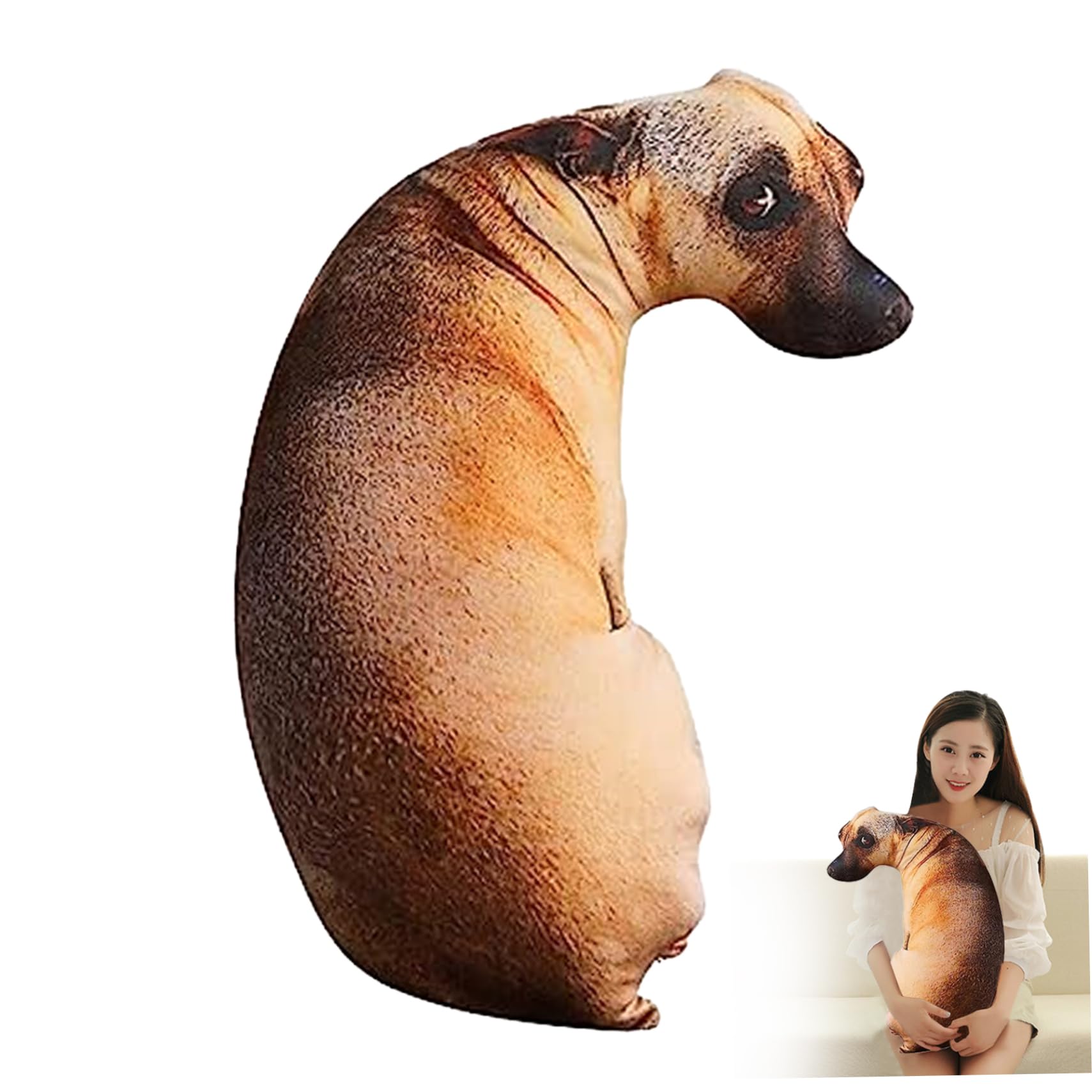 Oreiller Chien 3D Réaliste 50x20 Cm – Peluche Douce, Housse Amovible – Décoration Canapé, Cadeau Animalier